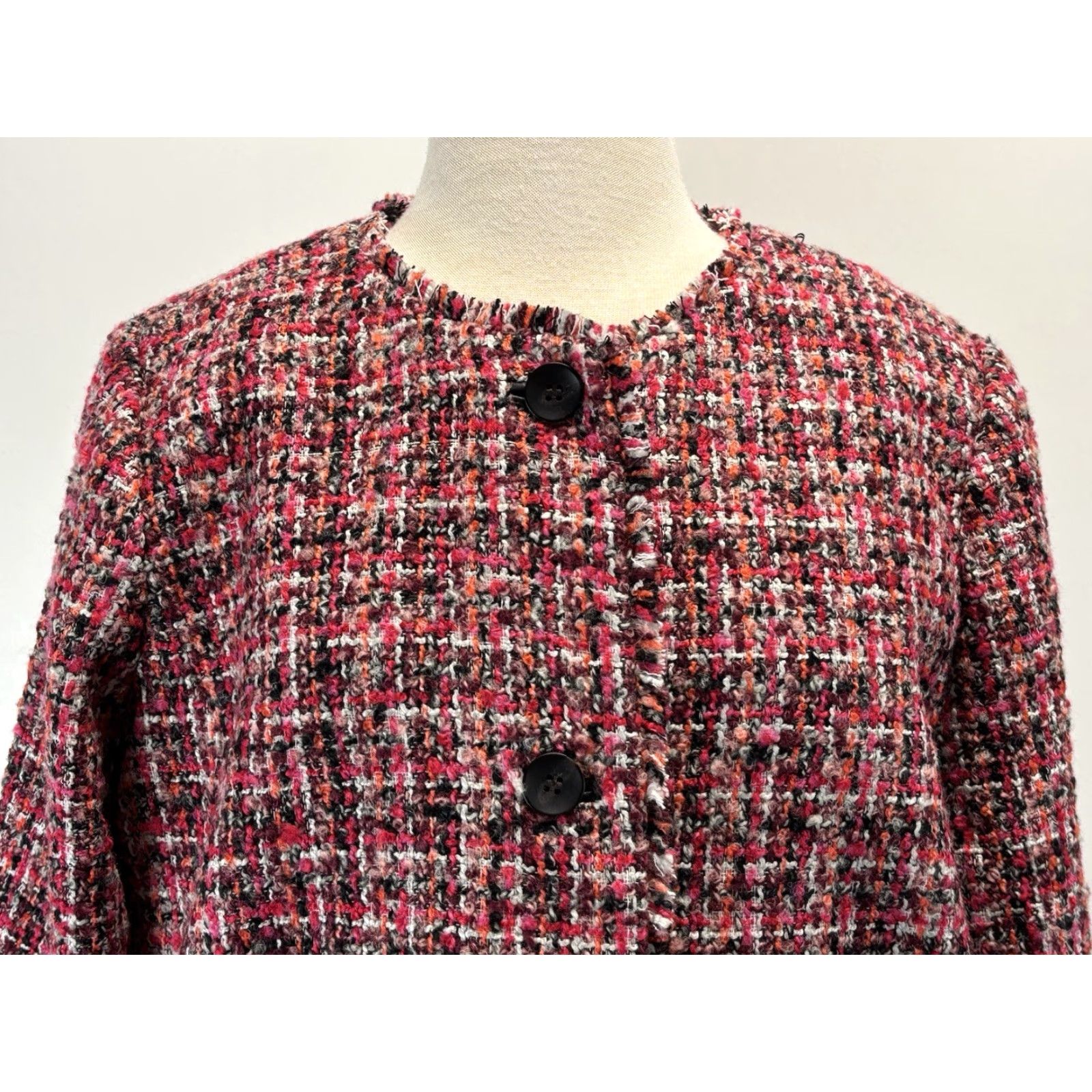 Talbots Talbots Pinewood Tweed Coat Sz 12 Multicolor Lined Fringe Academia Classic Womens Size XL / US 12-14 / IT 48-50 - 5 Thumbnail