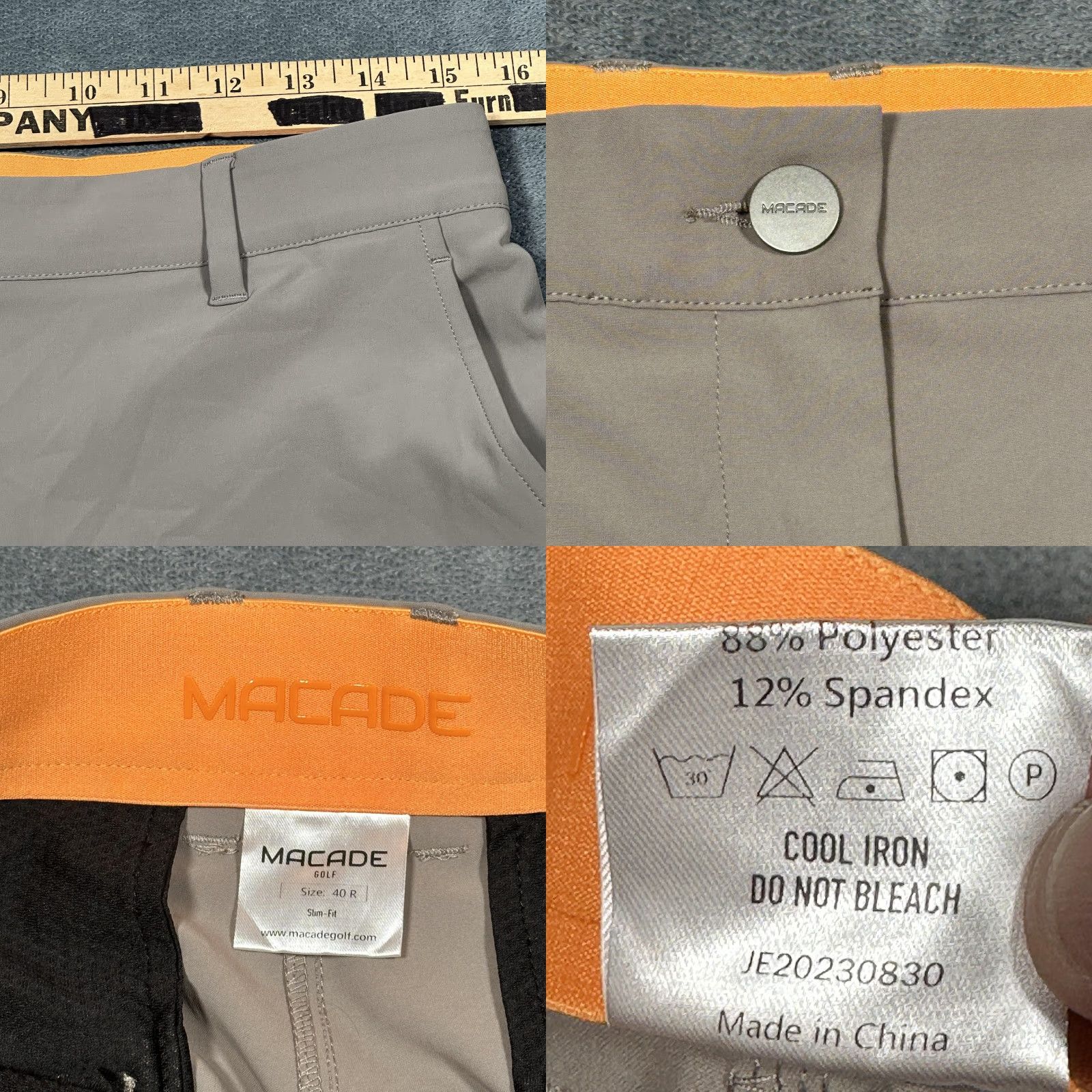 Vintage Macade Golf Pants Mens 40 R Slim Fit Gray Stretch Tapered Zip Cuffs Performance Size US 40 / EU 56 - 8 Thumbnail