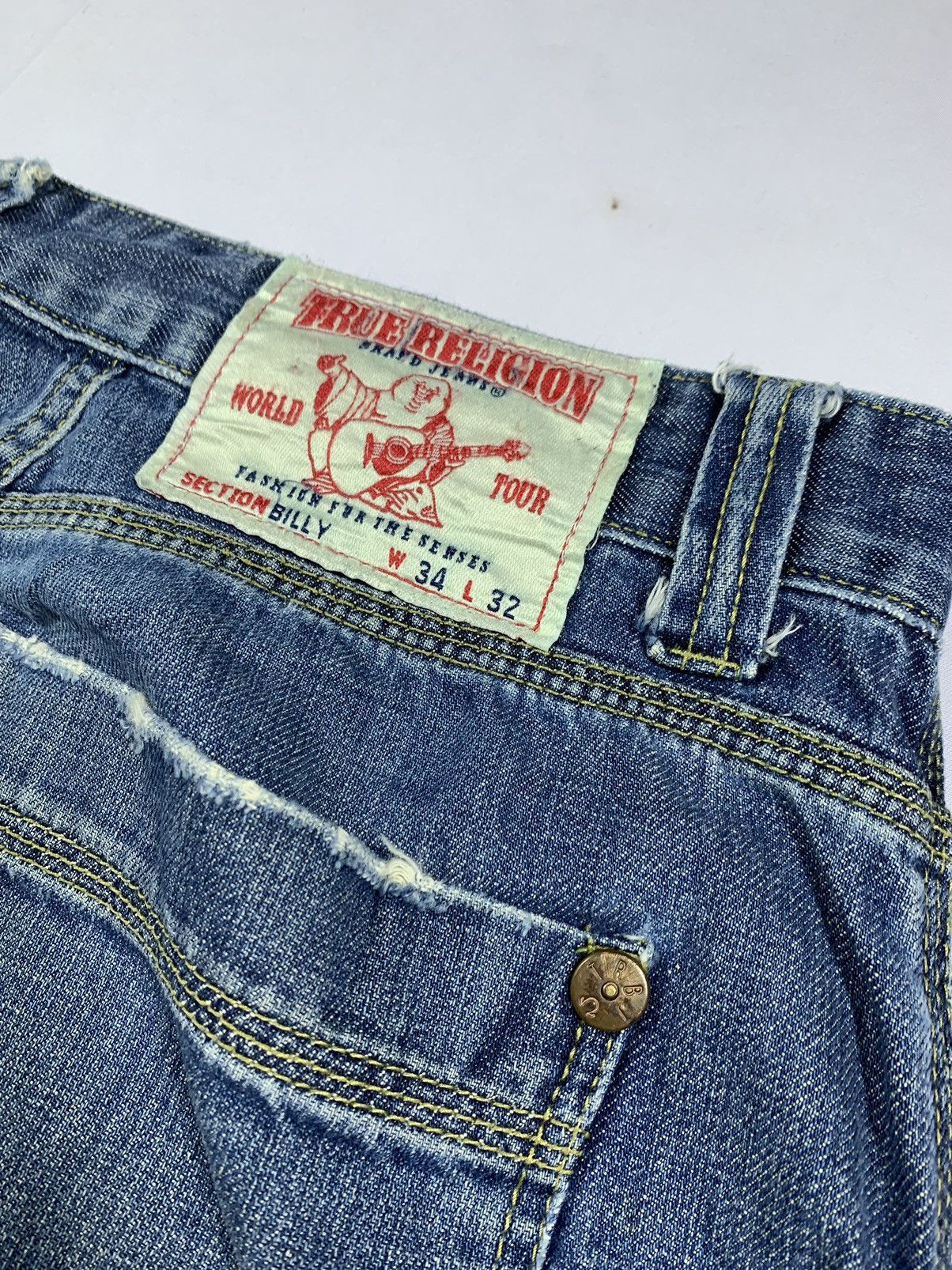 Tornado Mart Sick Distressed True Relegion Denim Jeans Size US 34 / EU 50 - 7 Thumbnail