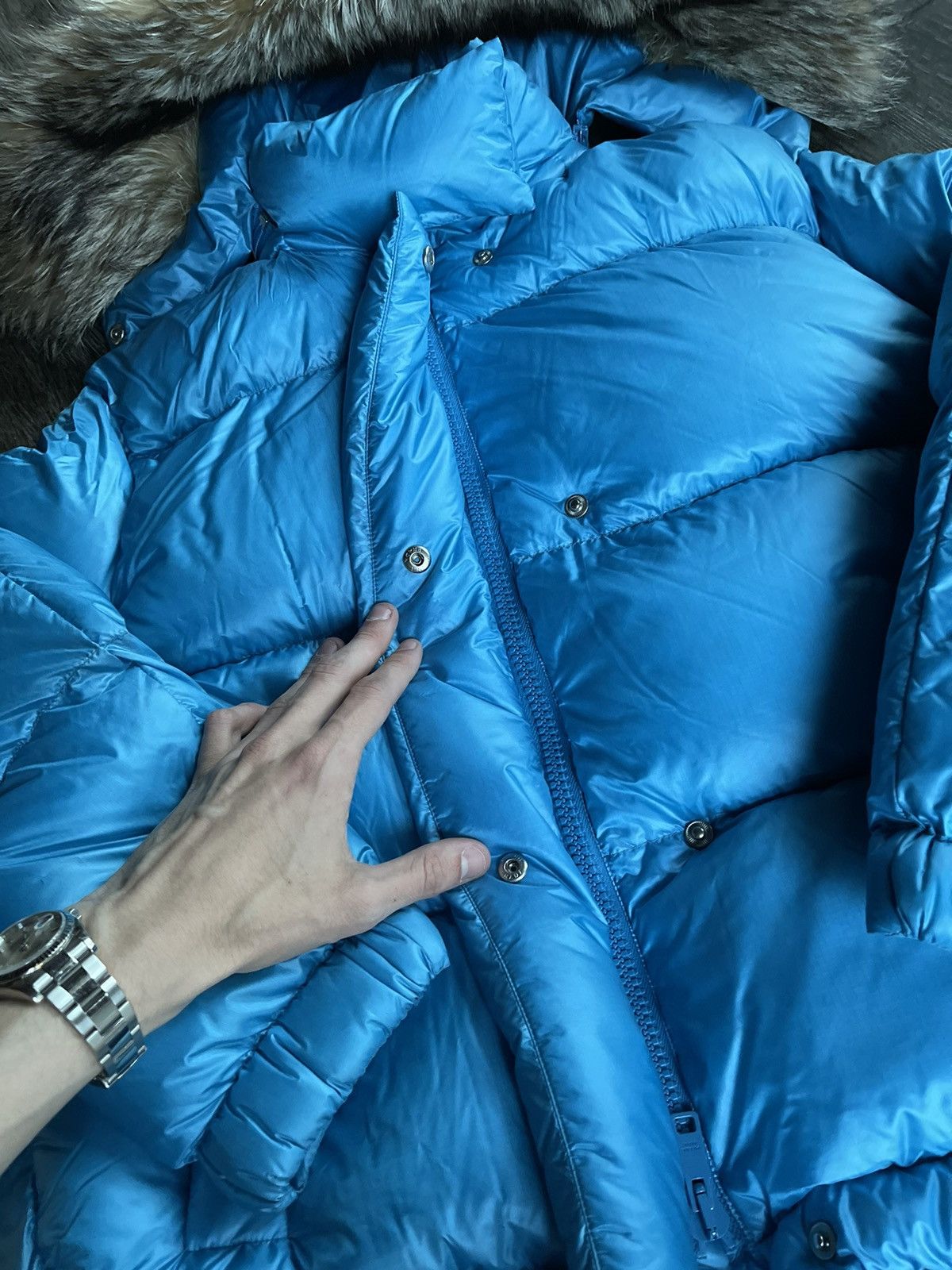 Prada NEW Prada Blue Anice Piumino Feathered Hooded Puffer Jacket Size US XS / EU 42 / 0 - 5 Thumbnail