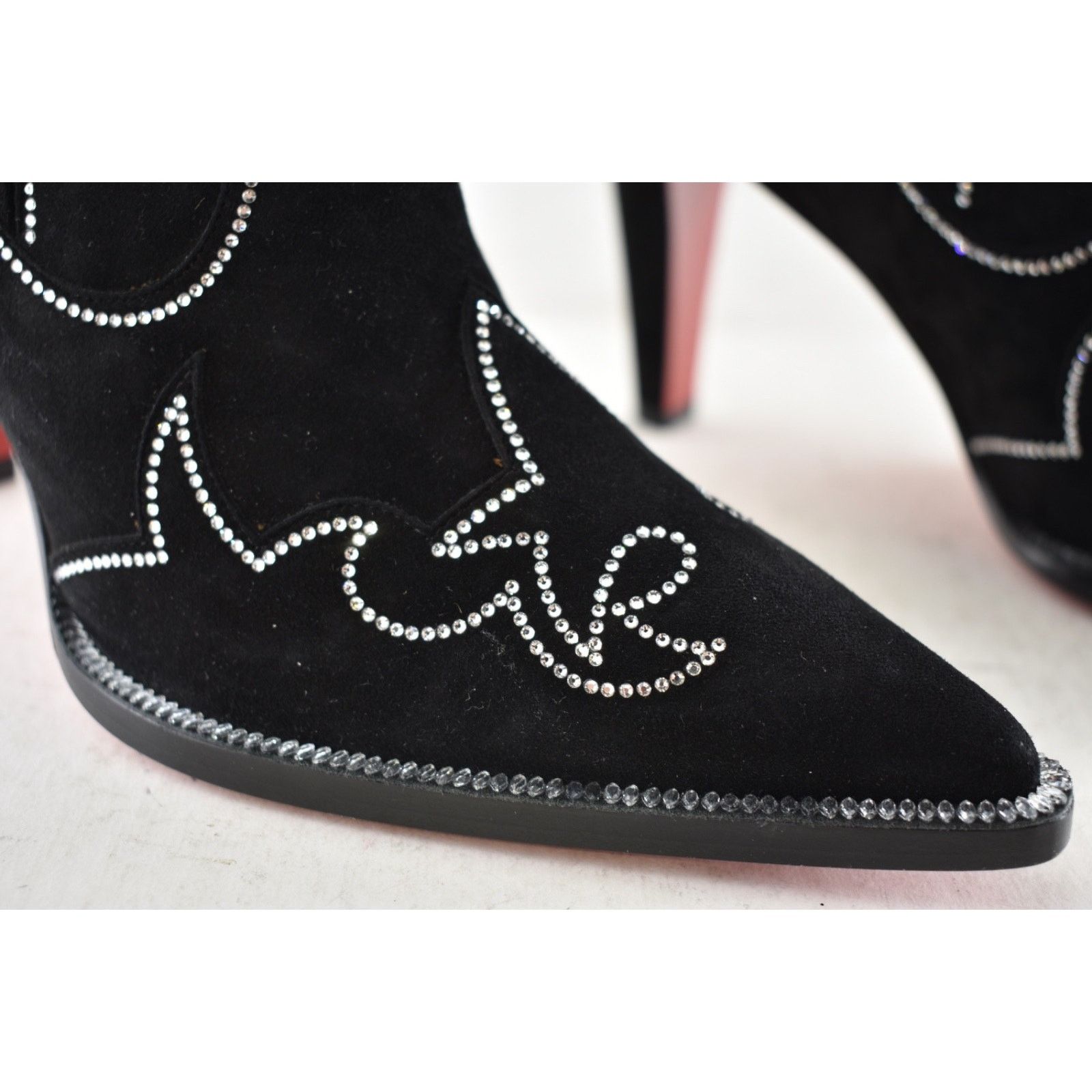 Christian Louboutin Christian Louboutin Santigag Strass Black Suede Boot 36 Size US 5 / IT 35 - 8 Thumbnail