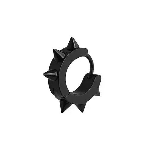 Jewelry × Sterling Silver Black Spike Earrings Gothic Punk Chrome Jewelry Star Stud Size ONE SIZE - 2 Thumbnail