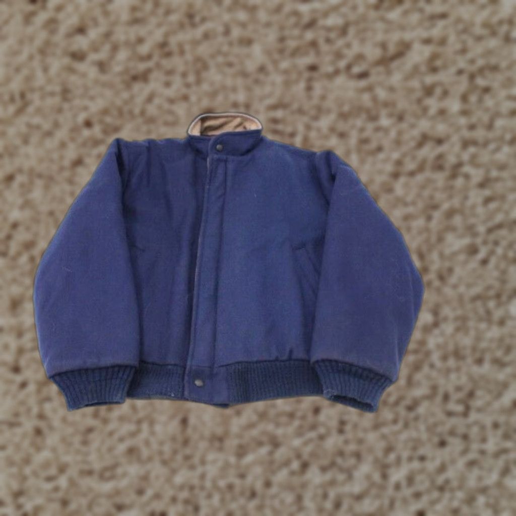 VINTAGE Varsity Wool Bomber Jacket Men 40 Blue Spring Winter Made in USA