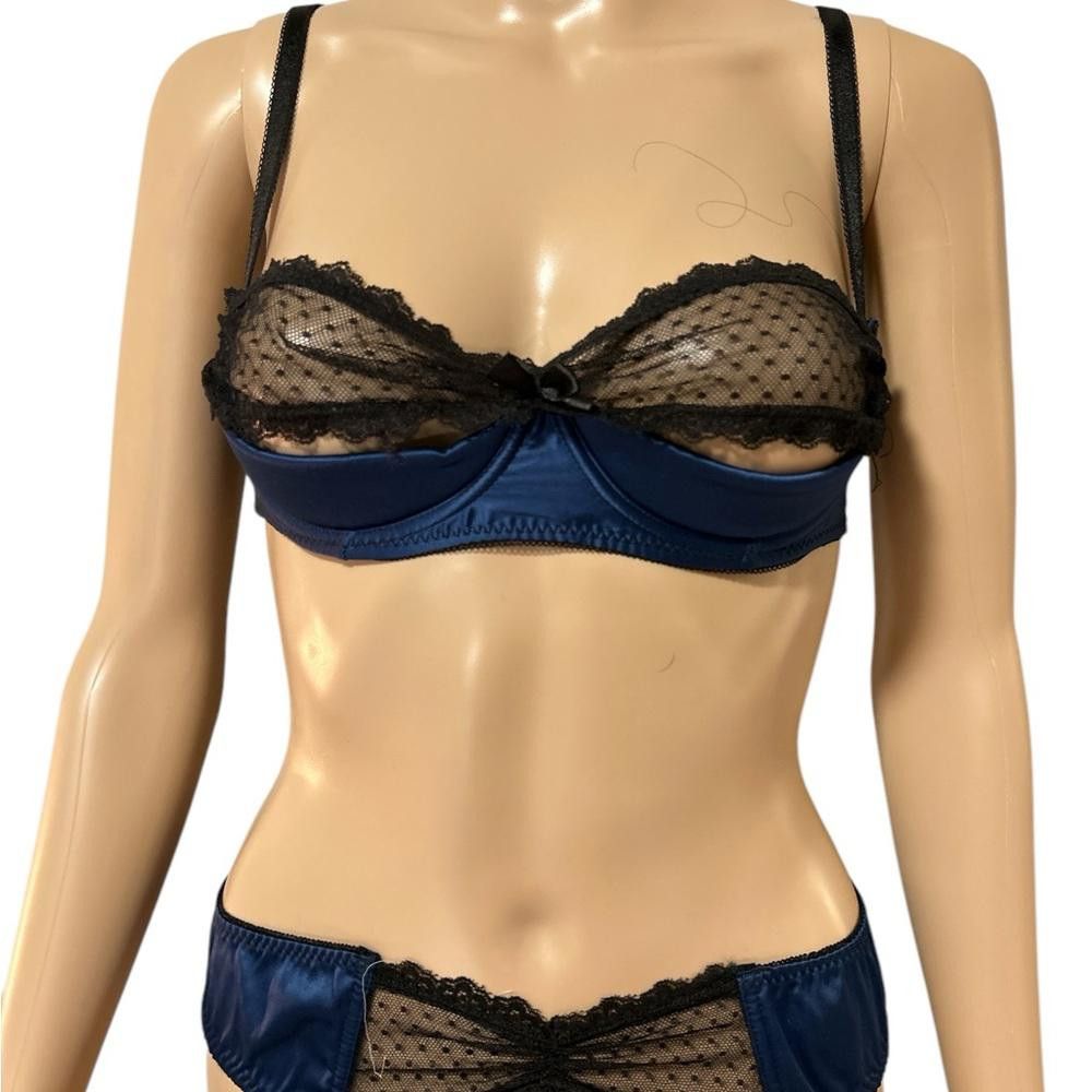 Venus Elegant Black and Blue Lingerie Set Size ONE SIZE - 2 Thumbnail