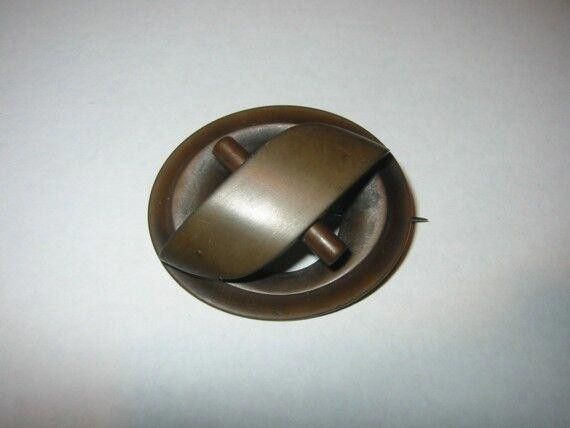 Designer Victorian Mourning Gutta Percha Brooch/Pin Size ONE SIZE - 1 Thumbnail