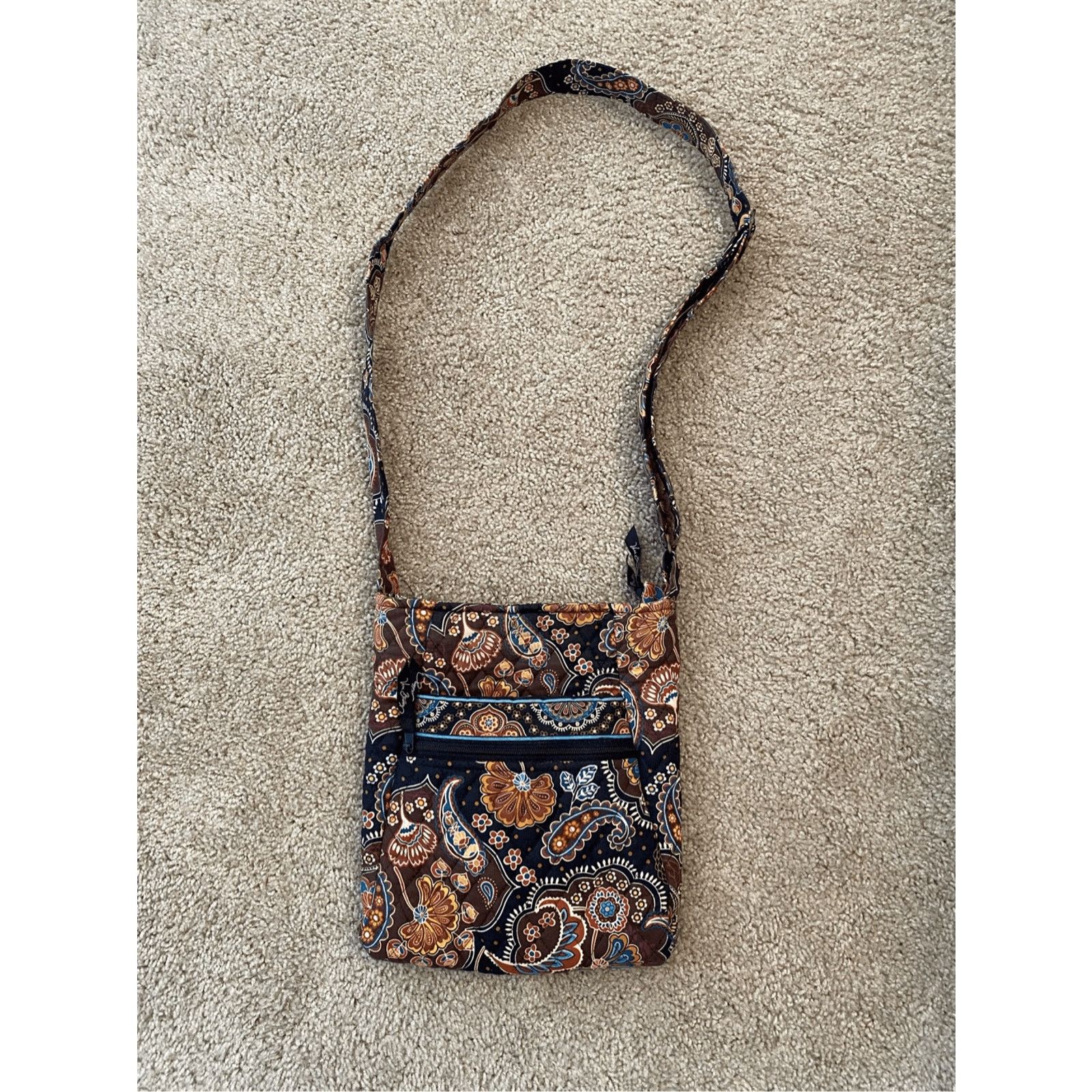 Vera Bradley Vera Bradley Cafe Latte Classic Crossbody Brown Paisley Blue Size ONE SIZE - 1 Thumbnail