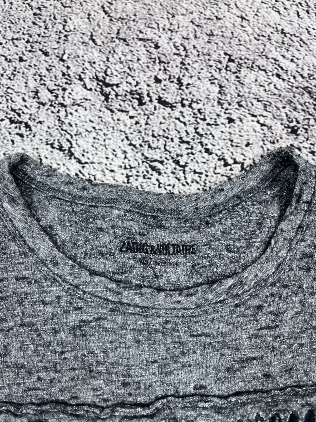 Zadig & Voltaire Vintage Zadig & Voltaire Grey Fringe T-Shirt Size S / US 4 / IT 40 - 4 Thumbnail