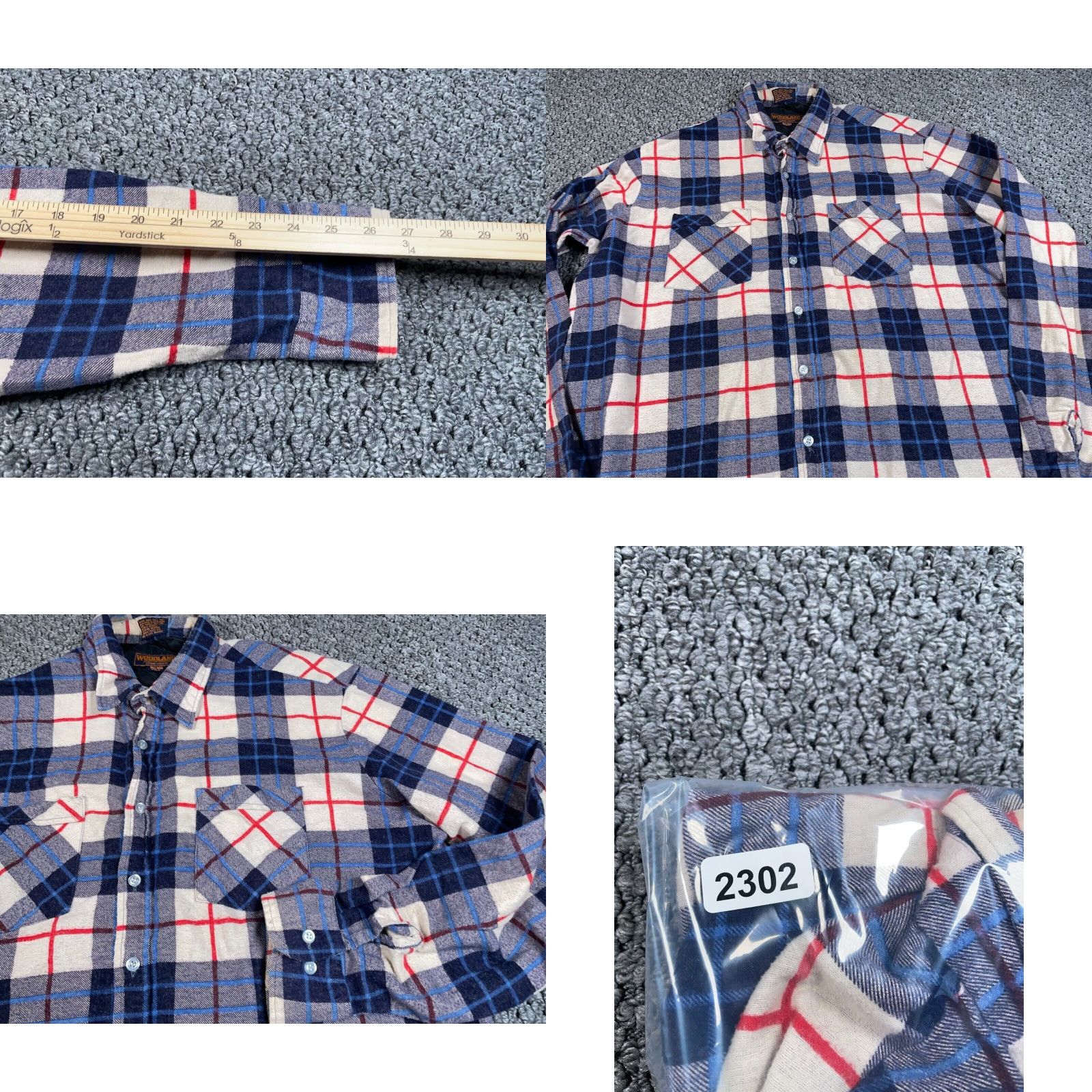 Vintage VTG Woodland Lightweight Flannel Shirt Adult 2XL Tall Blue Cream Plaid Workwear Size US XXL / EU 58 / 5 - 8 Thumbnail