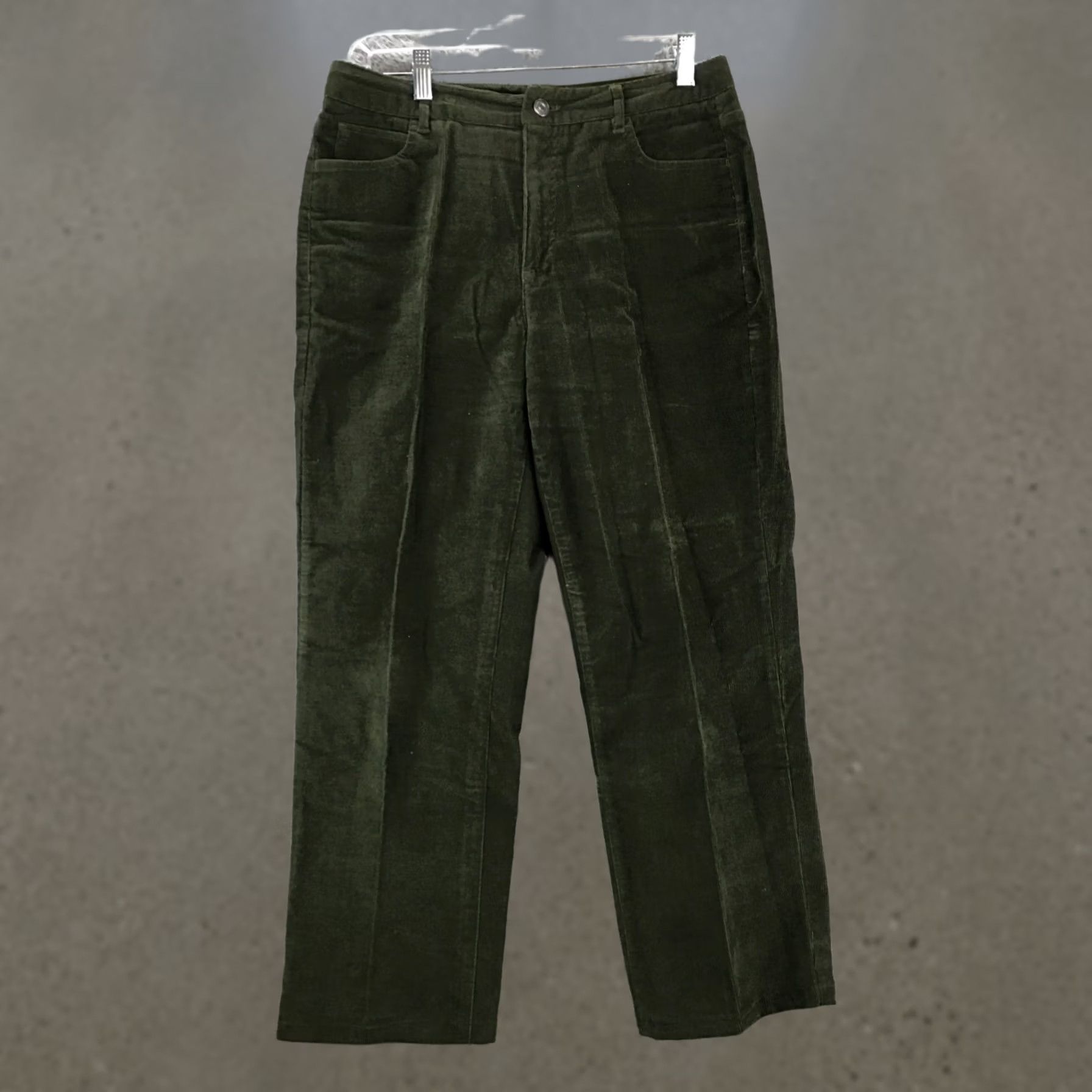 Vintage Appleseed's Straight Leg Corduroy Pants Womens 8P Green HI-Rise Zip Fly Button Size 30" / US 8 / IT 44 - 1 Thumbnail