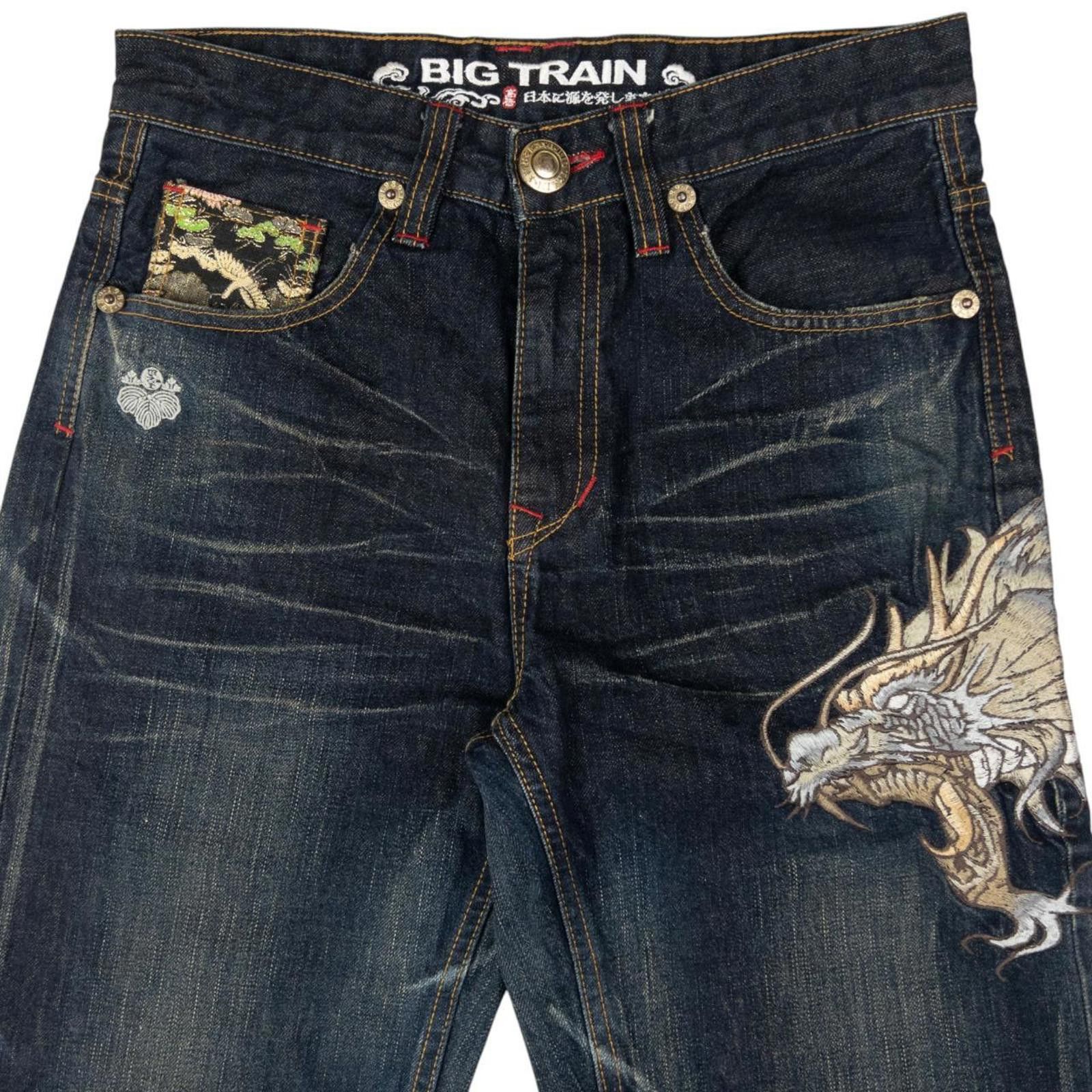Vintage Big Train Embroidered Dragon Denim Jeans Size W31