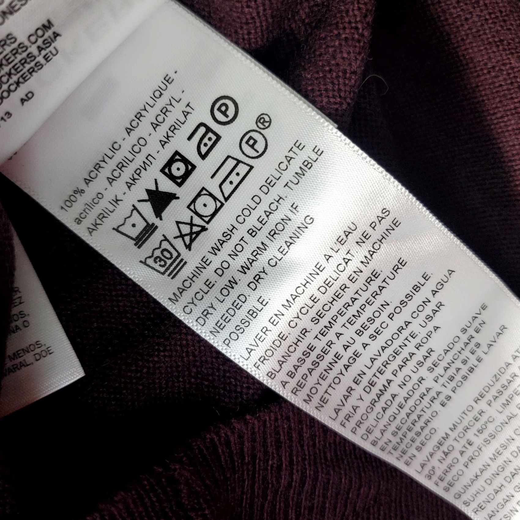 Dockers DOCKERS Mens Sweater V-Neck Burgundy Knit Acrylic Ribbed Cuff Pullover Size M Size US M / EU 48-50 / 2 - 4 Thumbnail