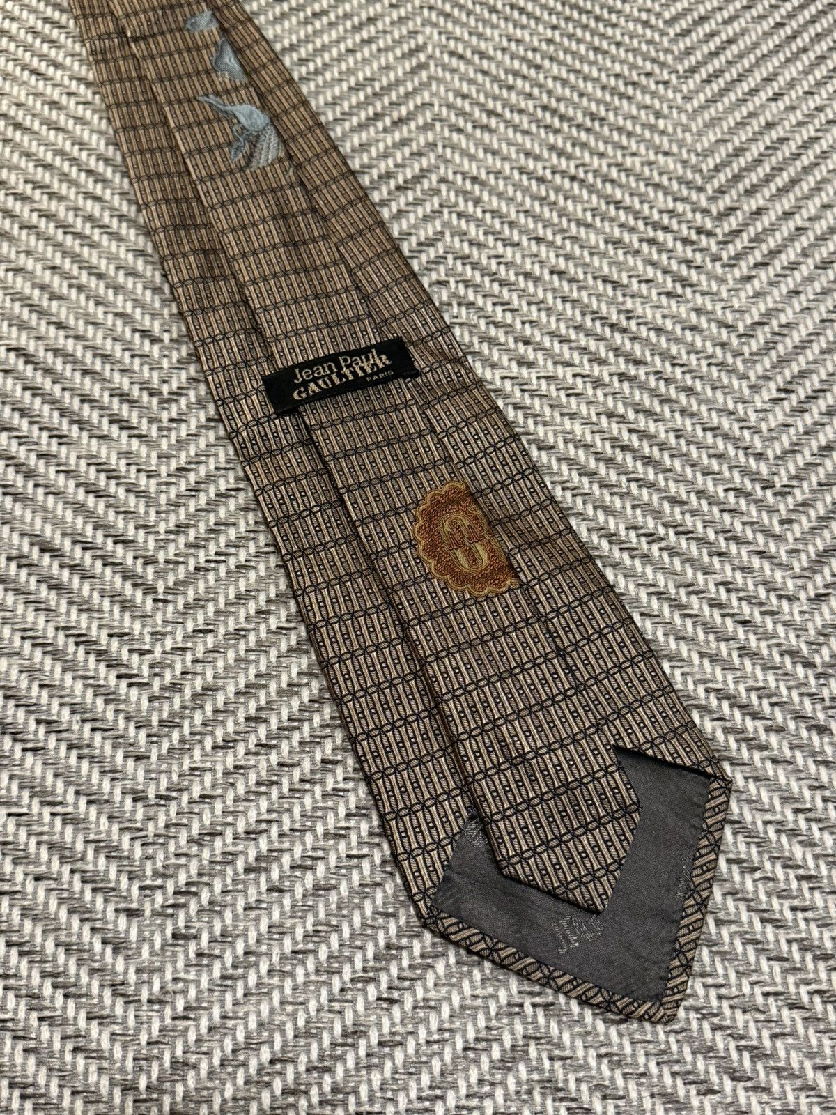 Jean Paul Gaultier Jean Paul Gaultier Vintage Checked Pegasus Crest Tie Size ONE SIZE - 5 Thumbnail