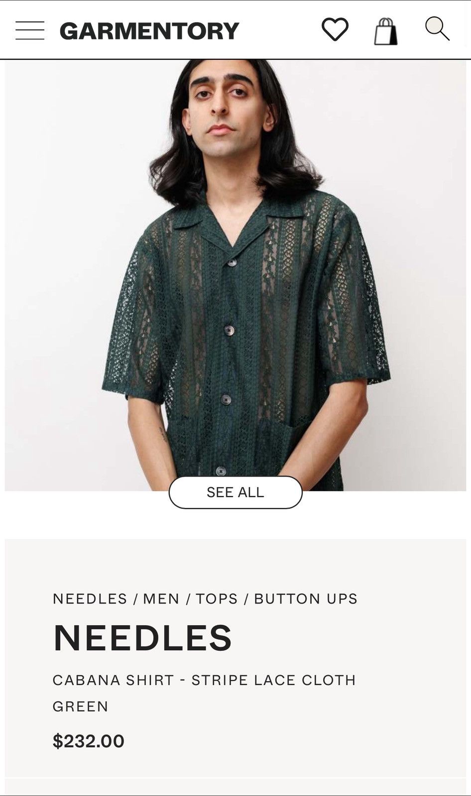 Needles Needles Cabana Shirt - Stripe Lace Size US M / EU 48-50 / 2 - 6 Thumbnail