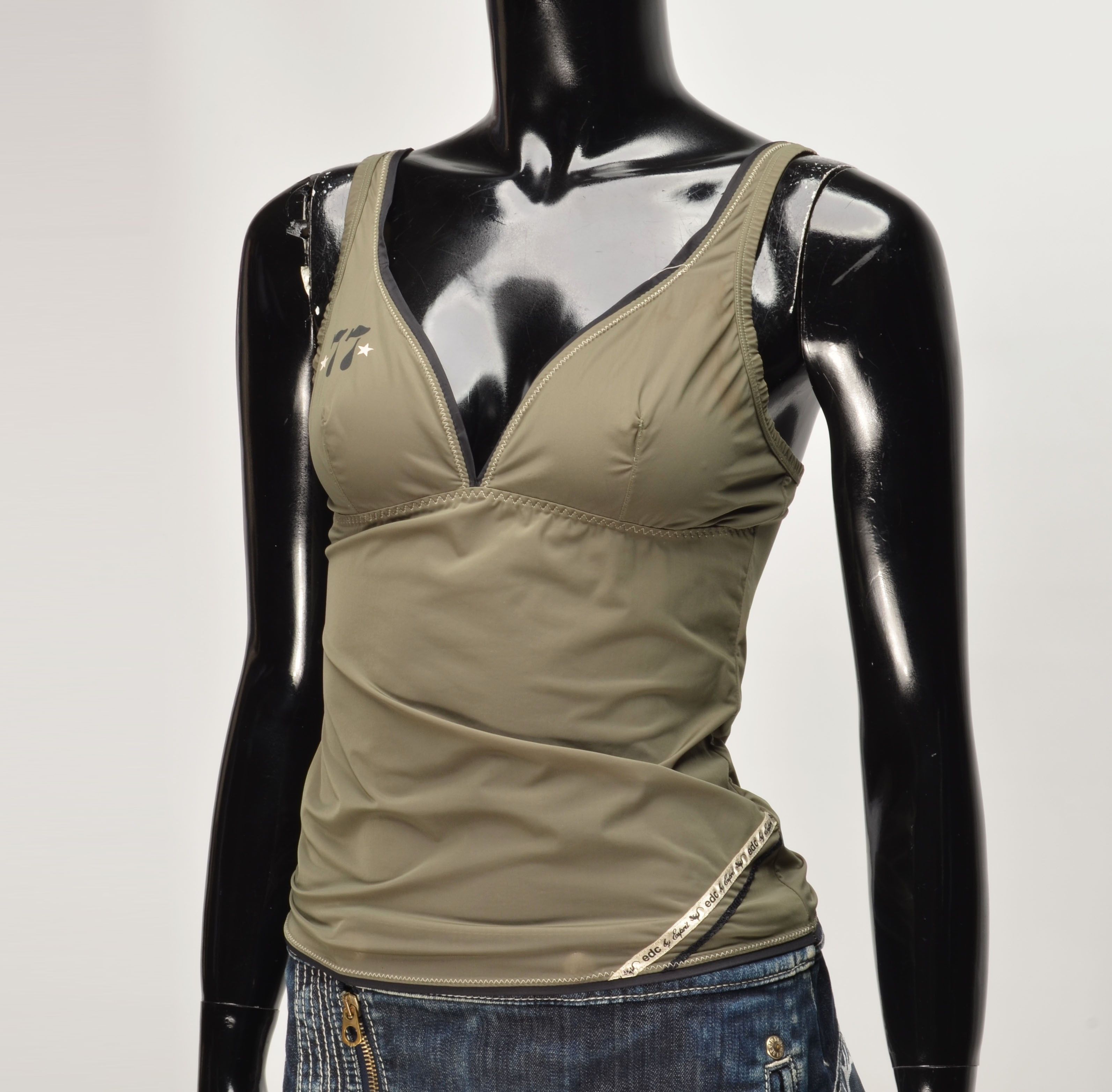 Esprit Vintage EDC by Esprit Y2K Glam Khaki Cami Top Size S / US 4 / IT 40 - 2 Thumbnail