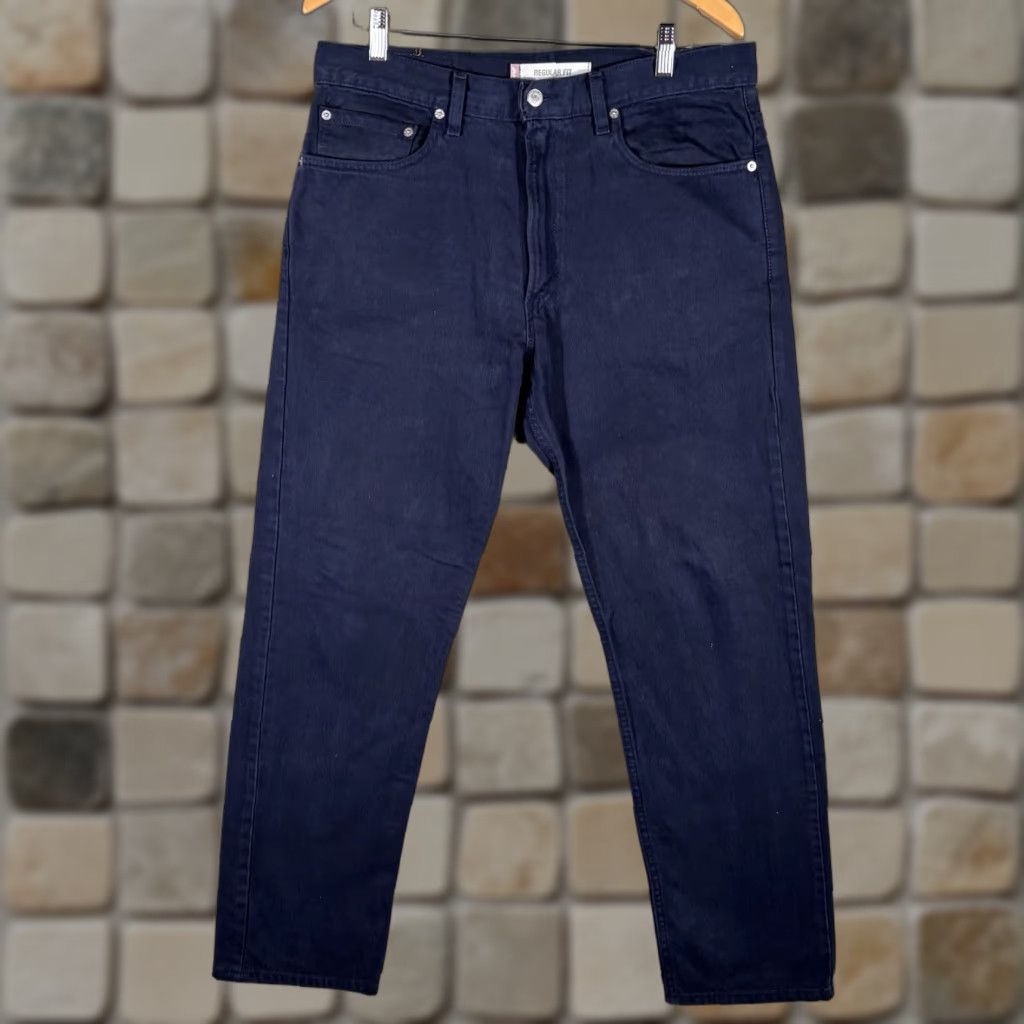 Levi's VINTAGE Levi's 505 Jeans Men's 34x32 Solid Dark Blue Regular Fit 90s USA Made Jeans Men 80s 90s Grunge Hip Hop Rock Southwestern Retro USA Size US 34 / EU 50 - 1 Thumbnail