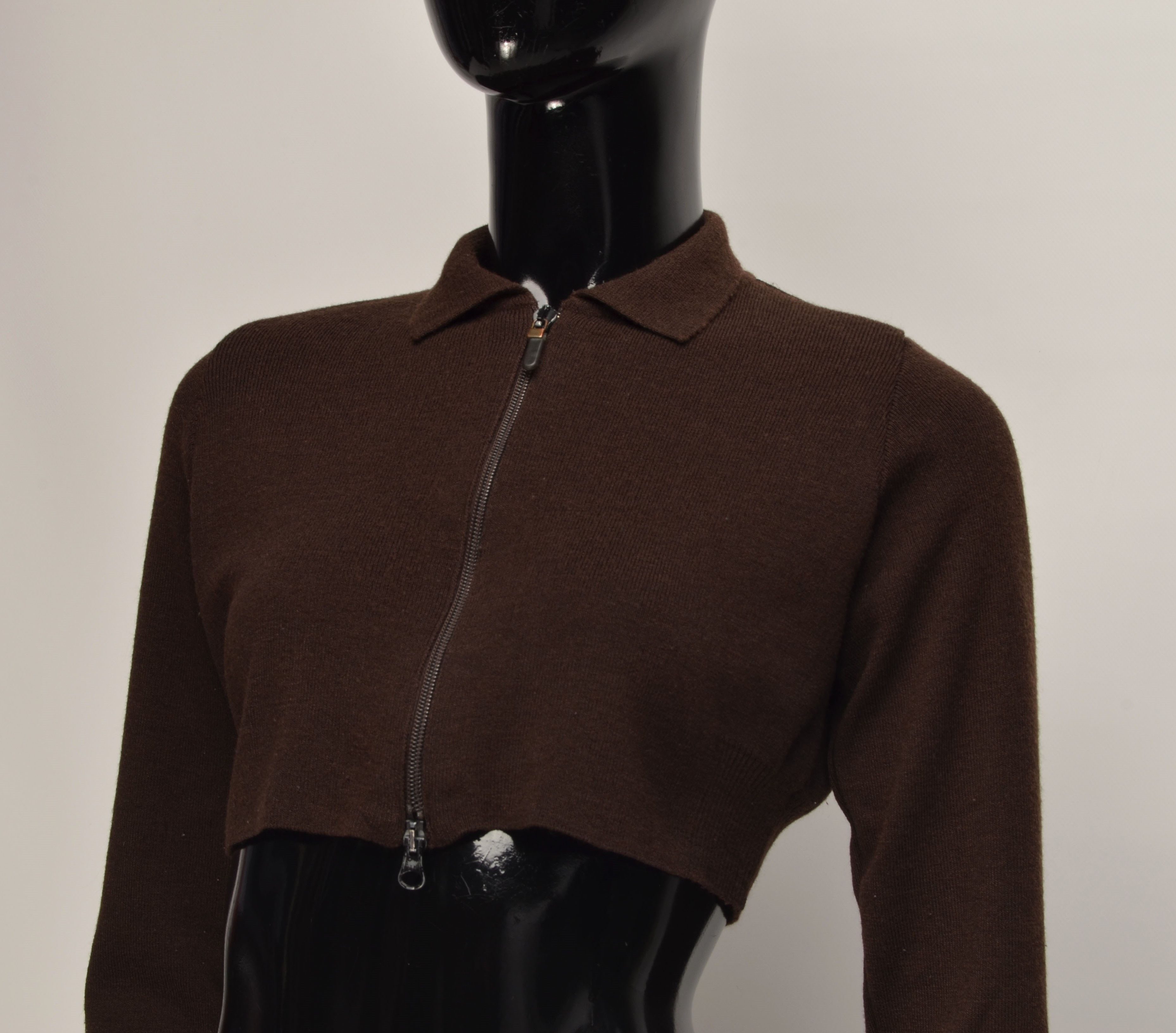 Designer × Sarah Pacini × Vintage Vintage Sarah Pacini Y2K Cropped Wool Blend Zip Jumper Size S / US 4 / IT 40 - 2 Thumbnail