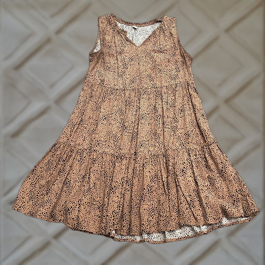 Old Navy VINTAGE Old Navy Leopard Animal Print A-Line Midi Dress Womens Medium Brown Sleeveless Boho Casual Summer Size M / US 6-8 / IT 42-44 - 1 Thumbnail