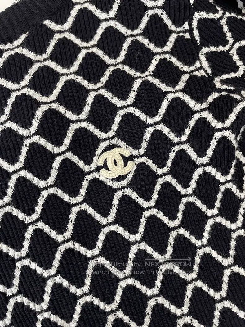 Chanel Chanel Black and white diamond plaid knitted short sleeves Size XXS / US 00 / IT 34 - 2 Thumbnail