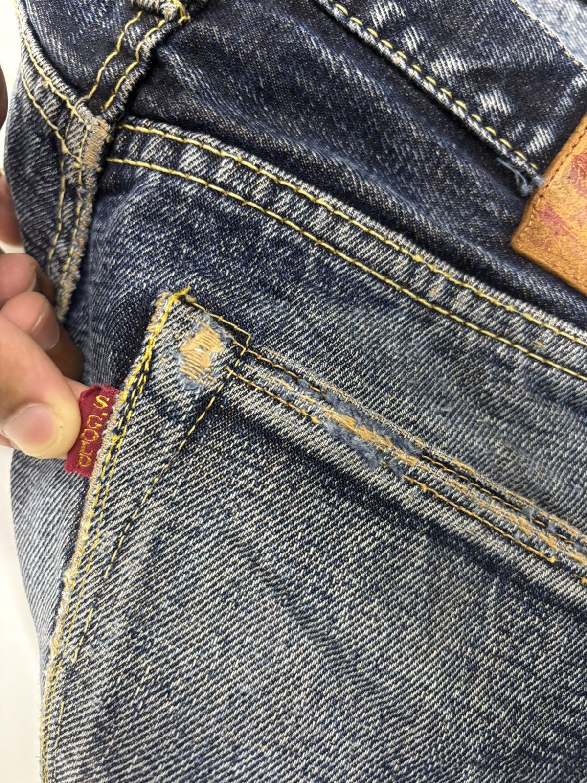 Self Edge × The Strike Gold THE STRIKE GOLD SELVEDGE DISTRESSED DENIM JEANS Size US 30 / EU 46 - 11 Thumbnail