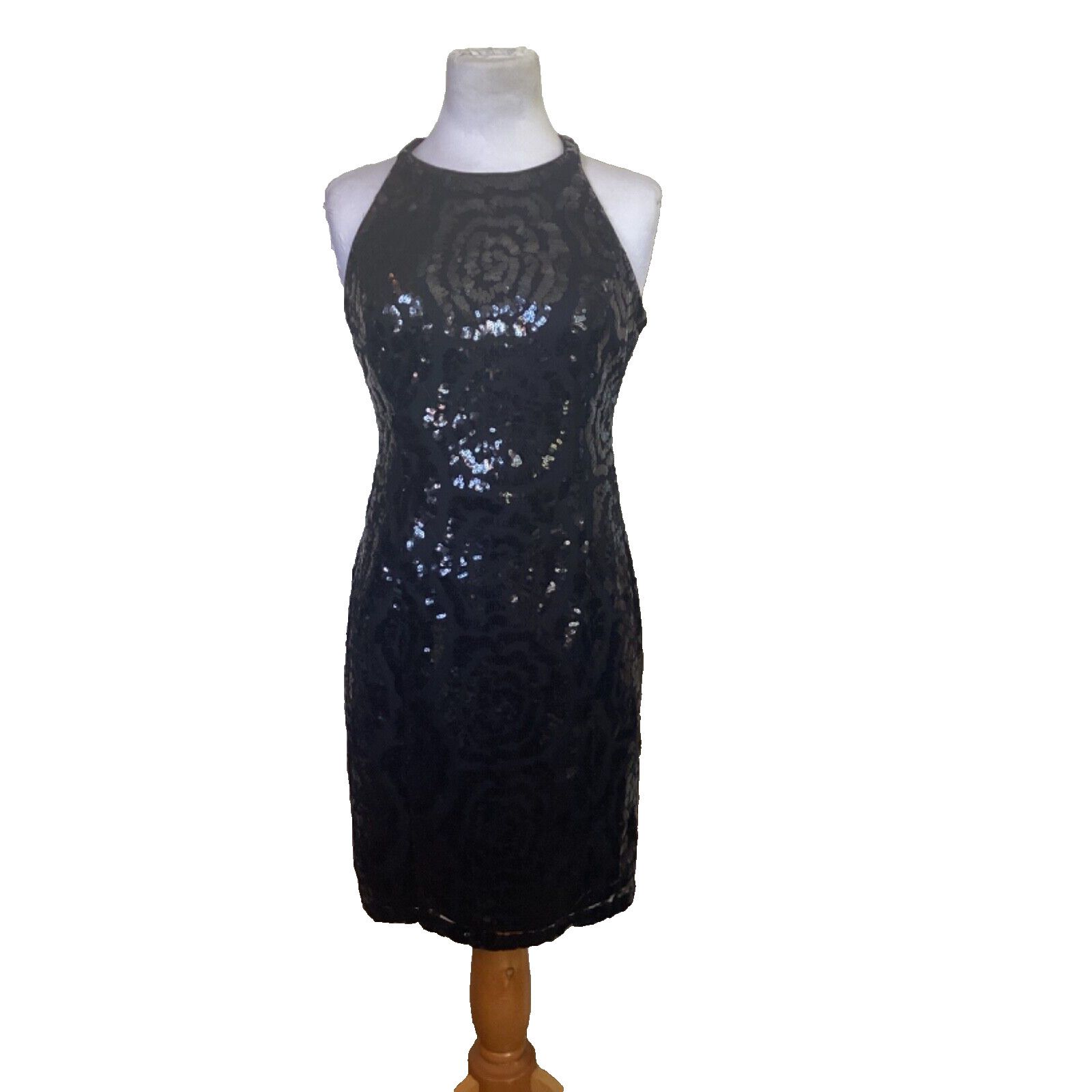 Calvin Klein 💋 CALVIN KLEIN BLACK SEQUINED HALTER COCKTAIL DRESS - SZ 4 Size S / US 4 / IT 40 - 1 Thumbnail