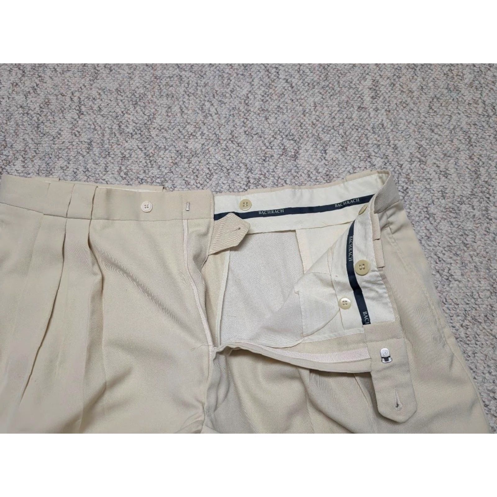 Vintage VINTAGE Bachrach dress pants 42x30 Swing pleated wool baggy loose cream off-white Swing 1950's Mens Size US 42 / EU 58 - 3 Thumbnail