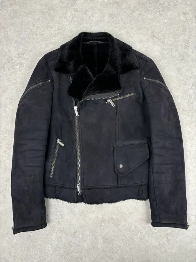 Emporio Armani AW2001 Emporio Armani Dark Navy Shearling Tornado Zip Jacket Size US M / EU 48-50 / 2 - 4 Thumbnail