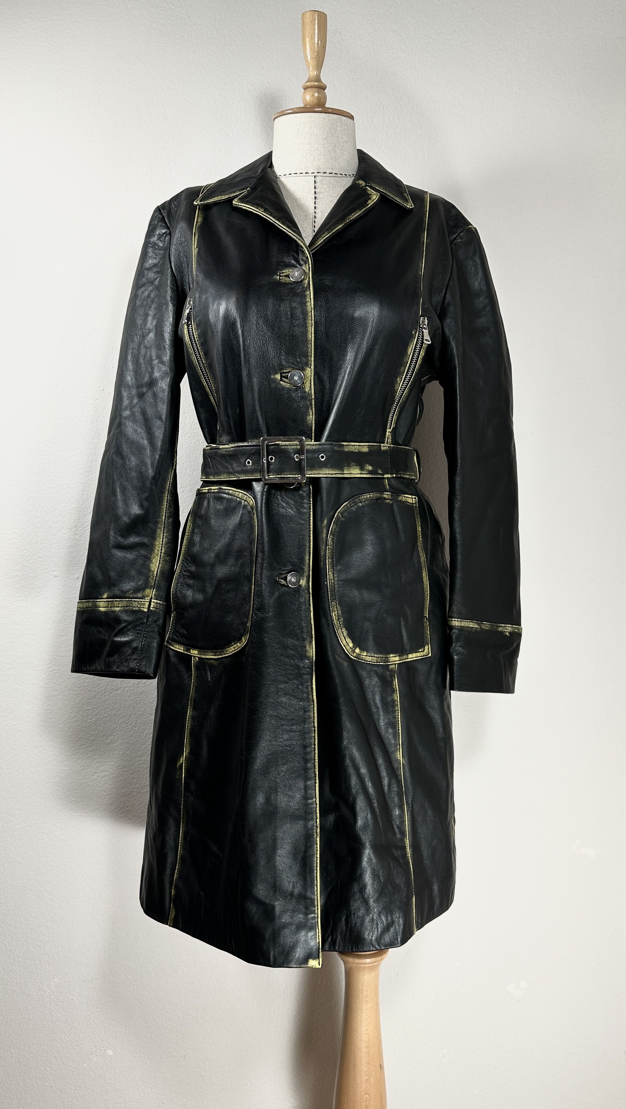 image of Leather Coat Black, Women's (Size Large)