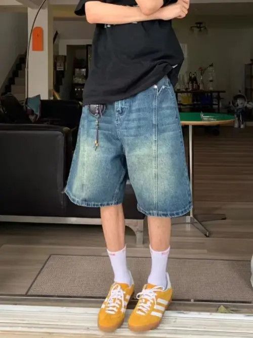 Japanese Brand Retro washed street style straight denim shorts Size US 32 / EU 48 - 2 Thumbnail