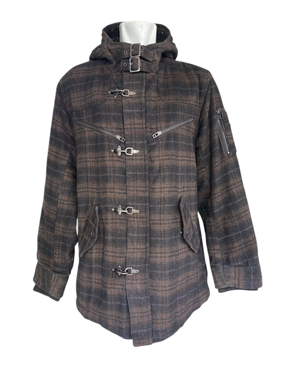 Japanese Brand Vintage CREATE BAREFOOT Plaid Wool Hoodie Jacket Size US XL / EU 56 / 4 - 1 Thumbnail