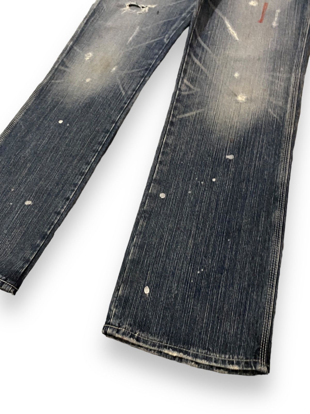 Edwin × Japanese Brand FLARE 🔥 Edwin 503 Blue Trip Distressed Splash Paint Denim Size US 33 - 4 Thumbnail