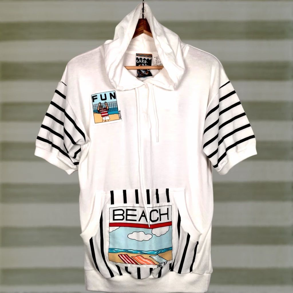Etro VINTAGE Garbanzo Shirt Hooded T-Shirt Womens Small White 80s Beach Retro Polo Pullover Short Sleeve Size S / US 4 / IT 40 - 1 Thumbnail