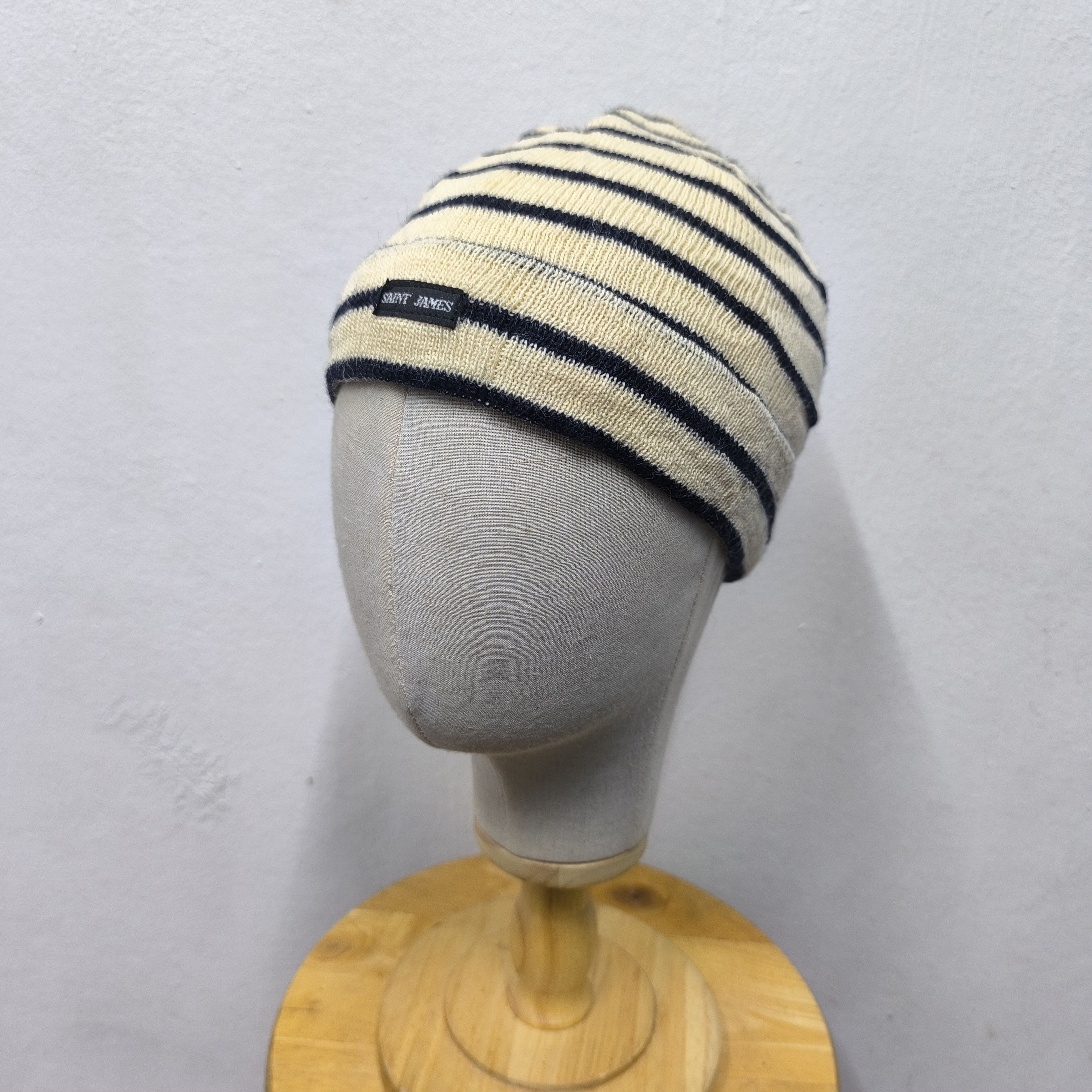 💥Vintage saint james stripes wool short beanie hat