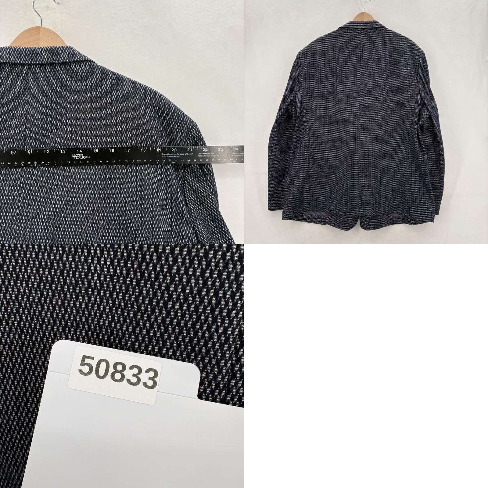 Vintage Linea Uomo Sport Coat Blazer Mens 54 Blue Geometric Tweed Stretch Notch Single-Breasted 2-Piece Coat Jacket за Size 54R - 9 Thumbnail