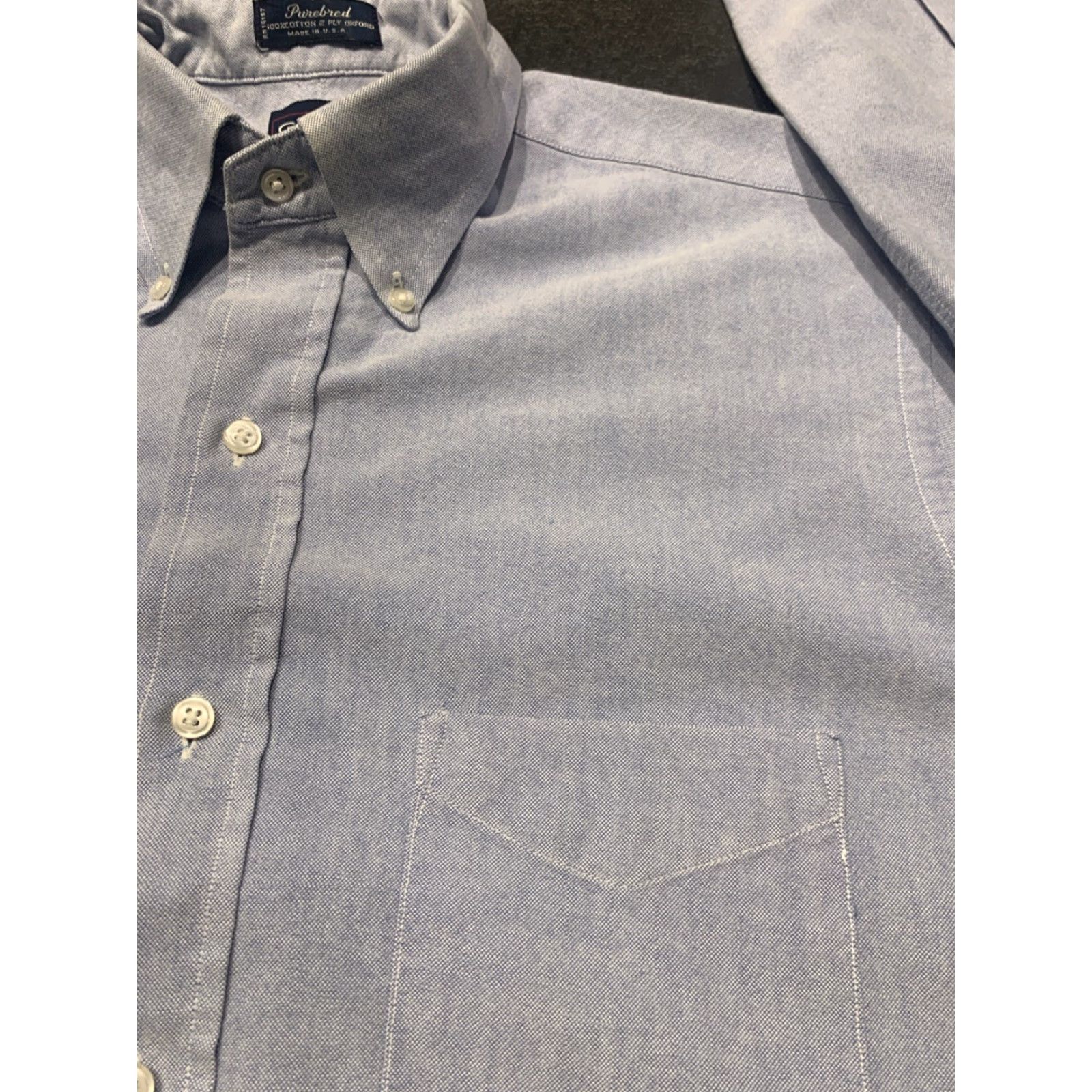 Gant VINTAGE GANT Oxford Button-Up Shirt 17 Blue Solid Long Sleeve Mens Size US XL / EU 56 / 4 - 3 Thumbnail