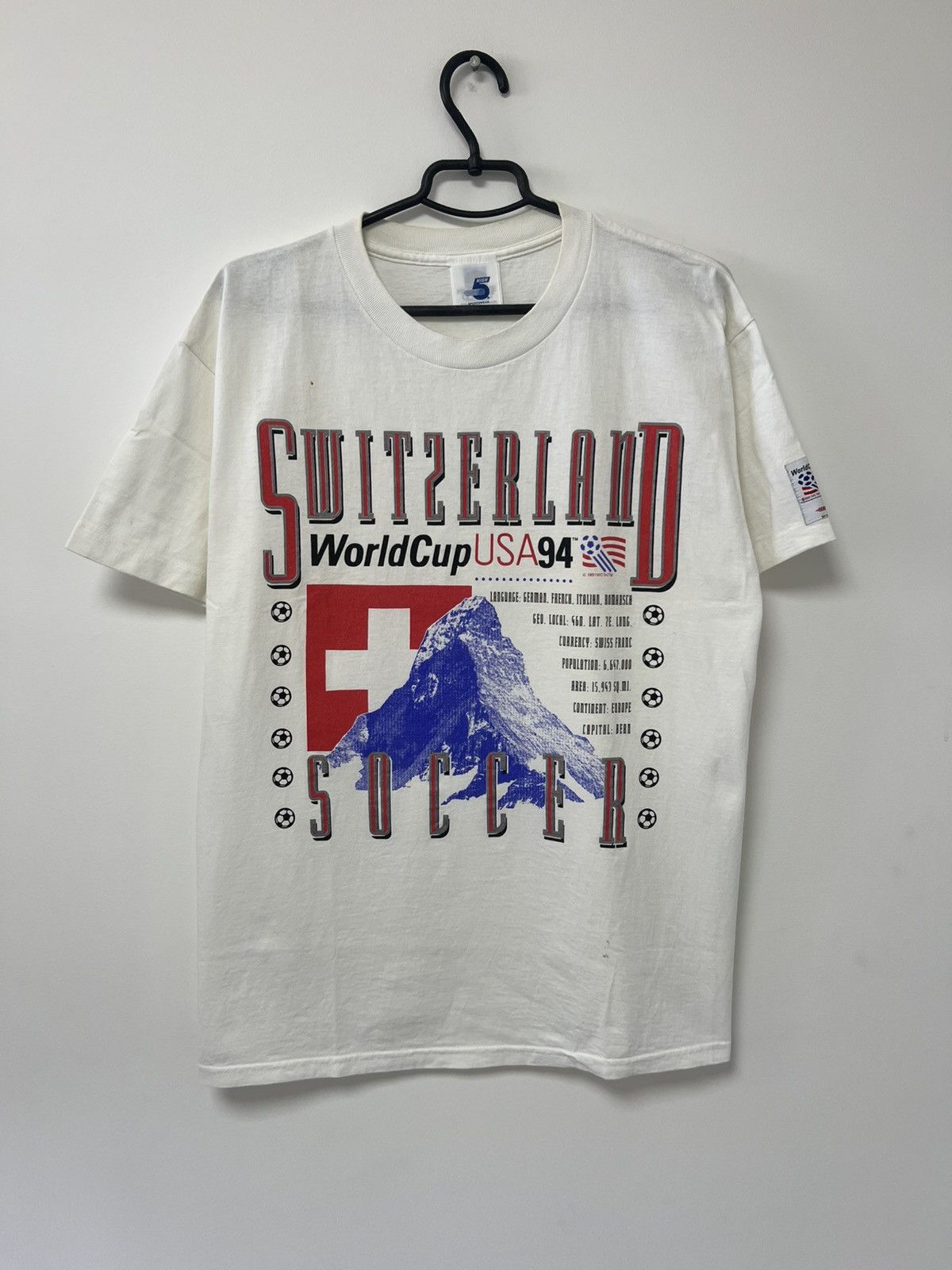 Vintage Switzerland 1991 World Cup USA 1994 T shirt Swiss Tee Sz L Size US L / EU 52-54 / 3 - 2 Thumbnail
