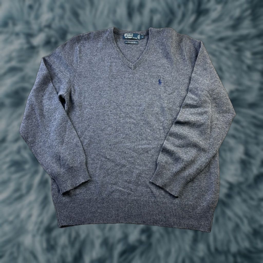 Polo Ralph Lauren Polo Ralph Lauren Sweater Mens Large Blue Lambswool V Neck Pullover Knit Grandpa Size US L / EU 52-54 / 3 - 1 Thumbnail