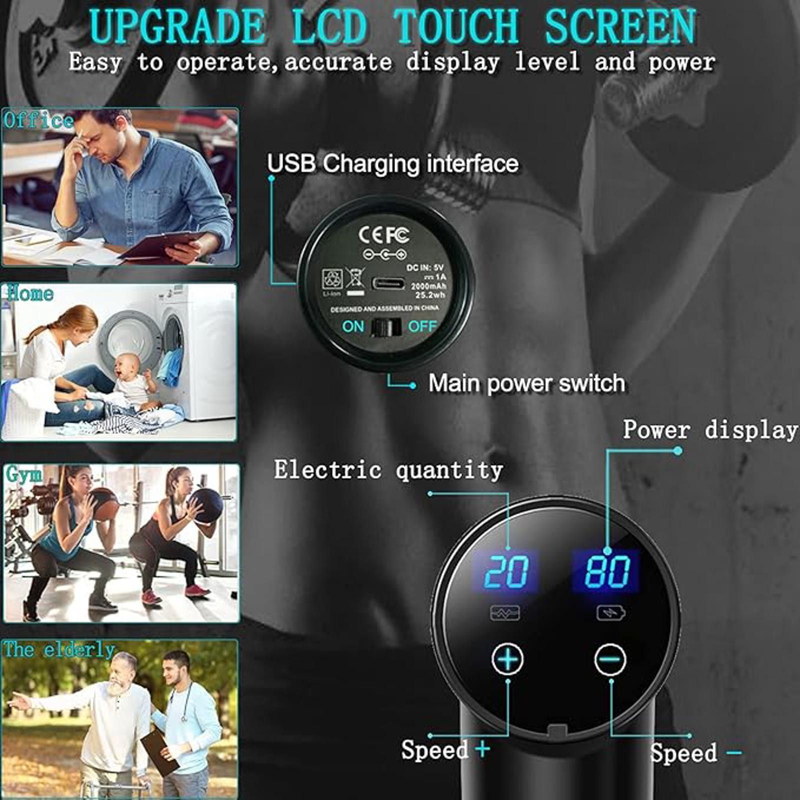 Other ELEFOR Massage Gun Handheld Multispeed Percussion Black 6 At Size ONE SIZE - 3 Thumbnail