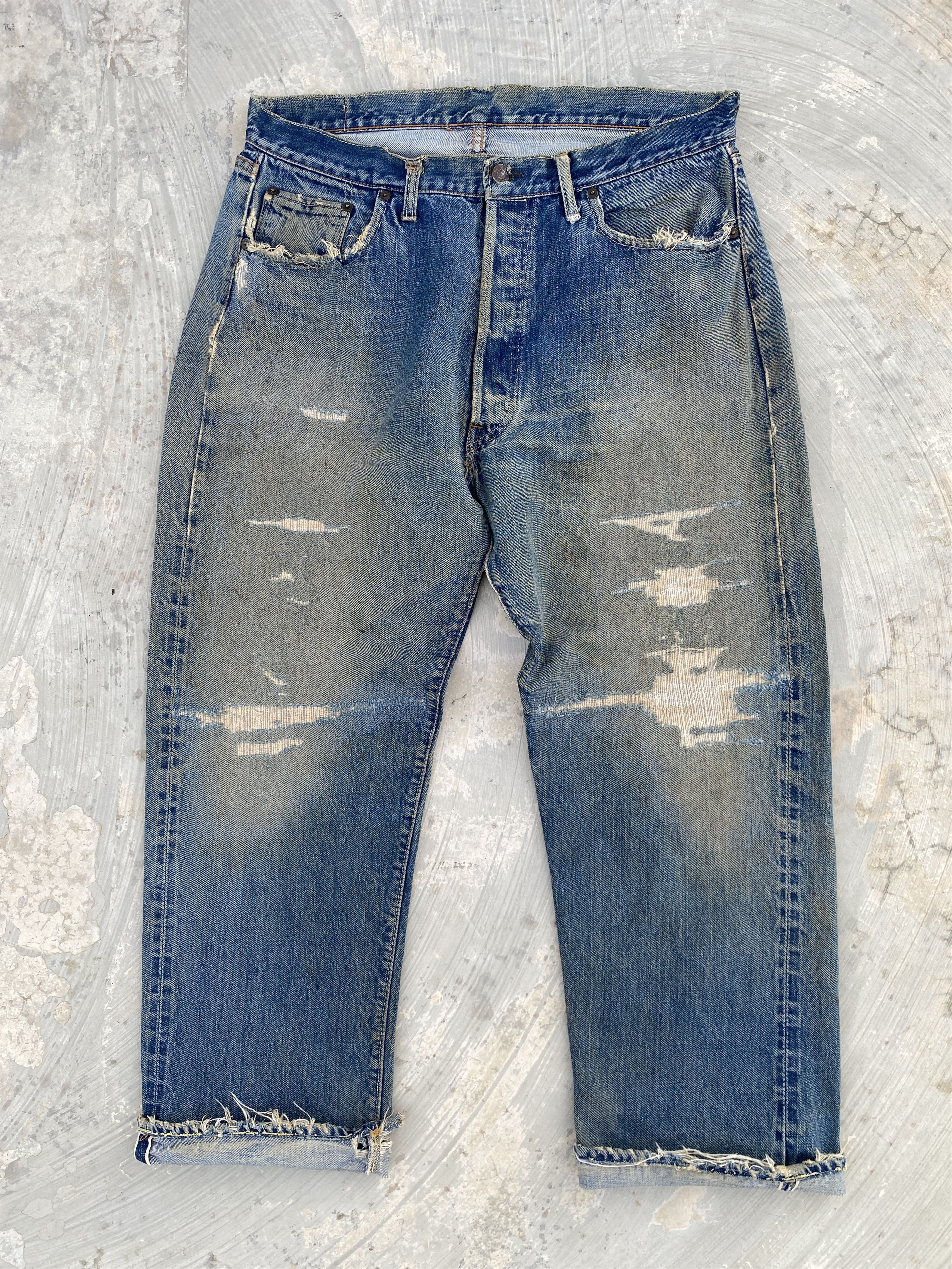 image of 60S Levis 501 Big E V-Stitch 6 Selvedge Jeans in Indigo, Men's (Size 35)