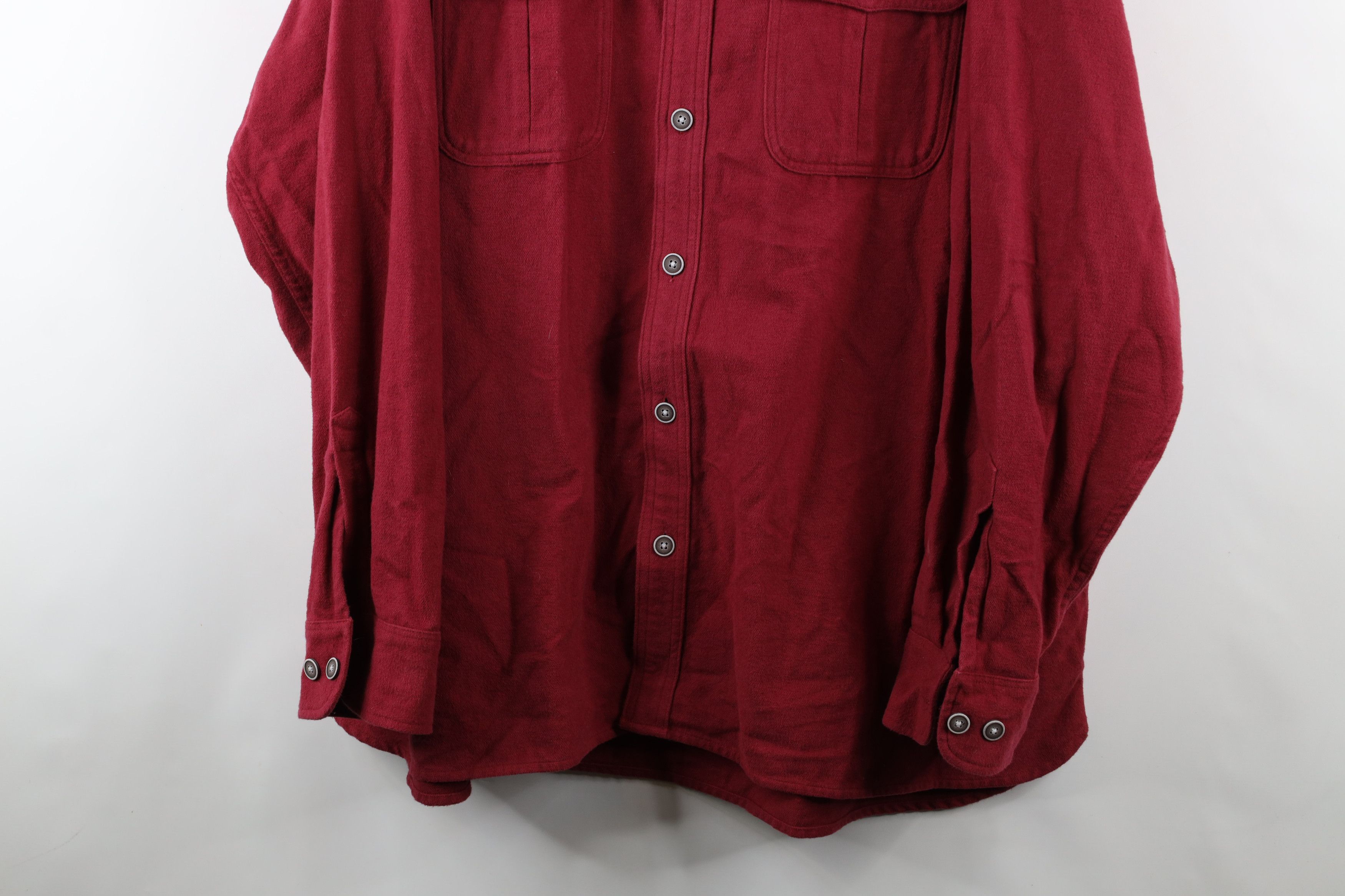Cabelas × Vintage Vintage Cabelas Heavyweight Chamois Cloth Button Shirt Red Size US XXL / EU 58 / 5 - 3 Thumbnail
