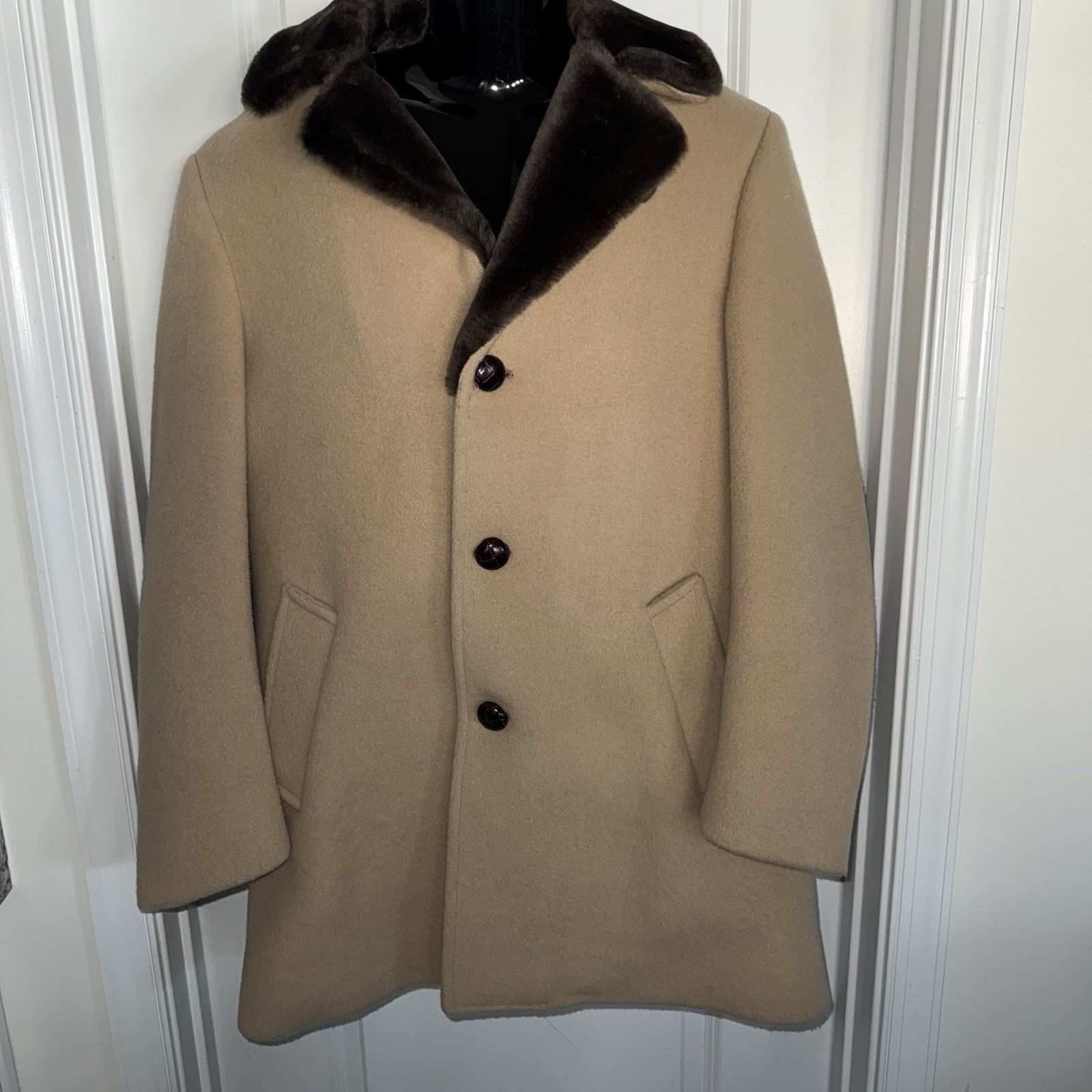 Pendleton Vintage Pendleton Mens 40 Camel Virgin Wool Coat Brown Fur Size US XXS / EU 40 - 2 Thumbnail
