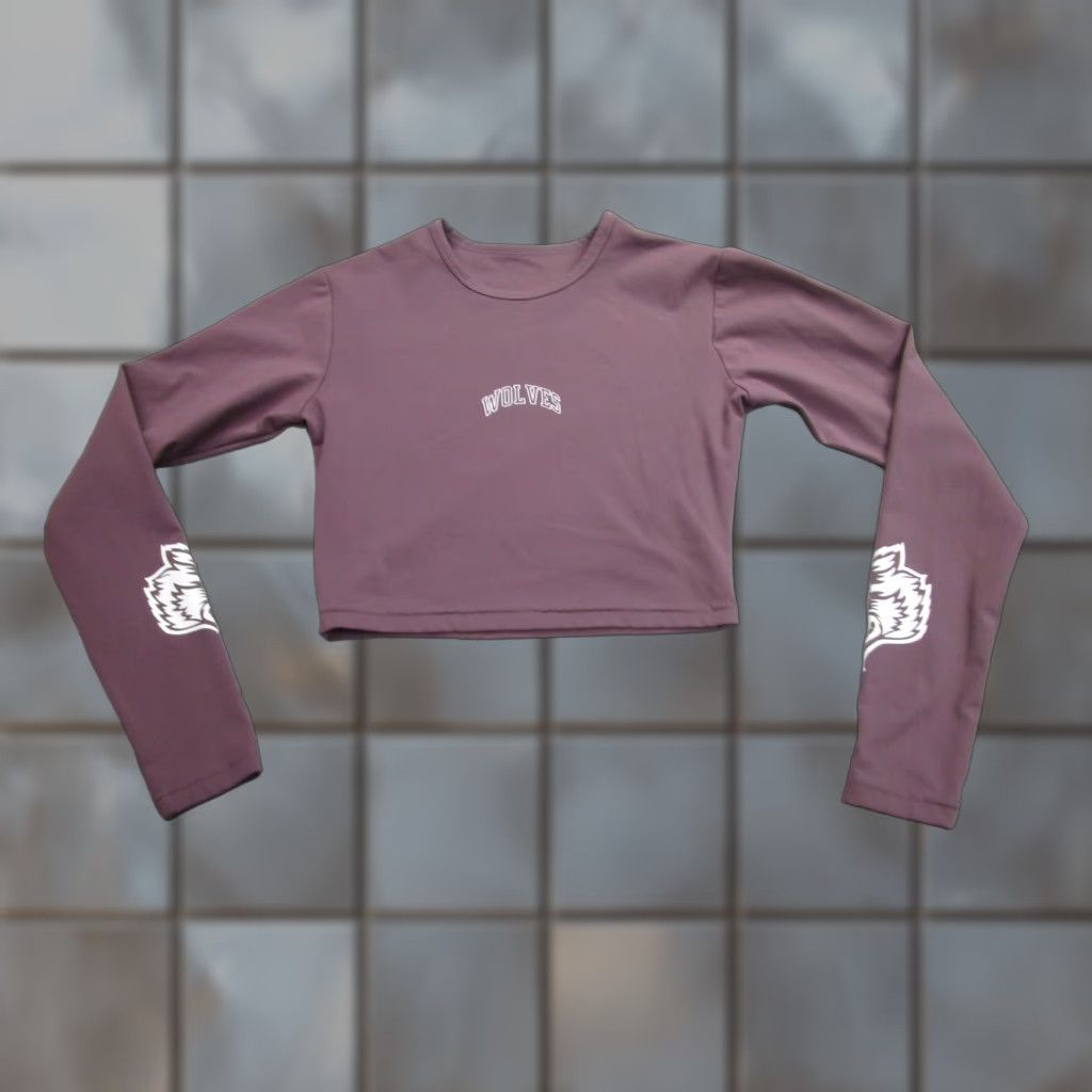 Darc Sport Darc Sport Shirt Womens M Purple Long Sleeve Energy Crop Top Graphic Wolf Size M / US 6-8 / IT 42-44 - 1 Thumbnail