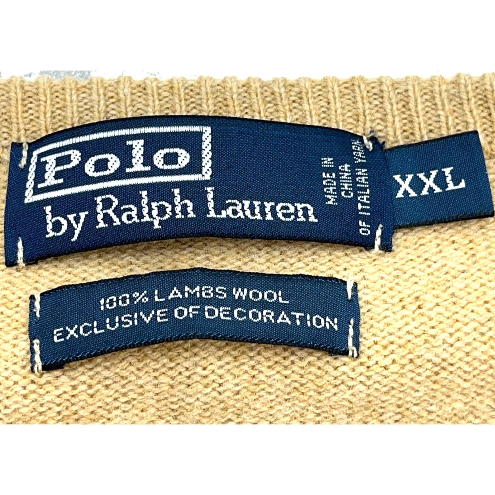 Polo Ralph Lauren VINTAGE Polo Ralph Lauren Sweater Shirt Mens XXL Brown Lambs Wool Knit V Neck Pullover Soft Size US XXL / EU 58 / 5 - 3 Thumbnail
