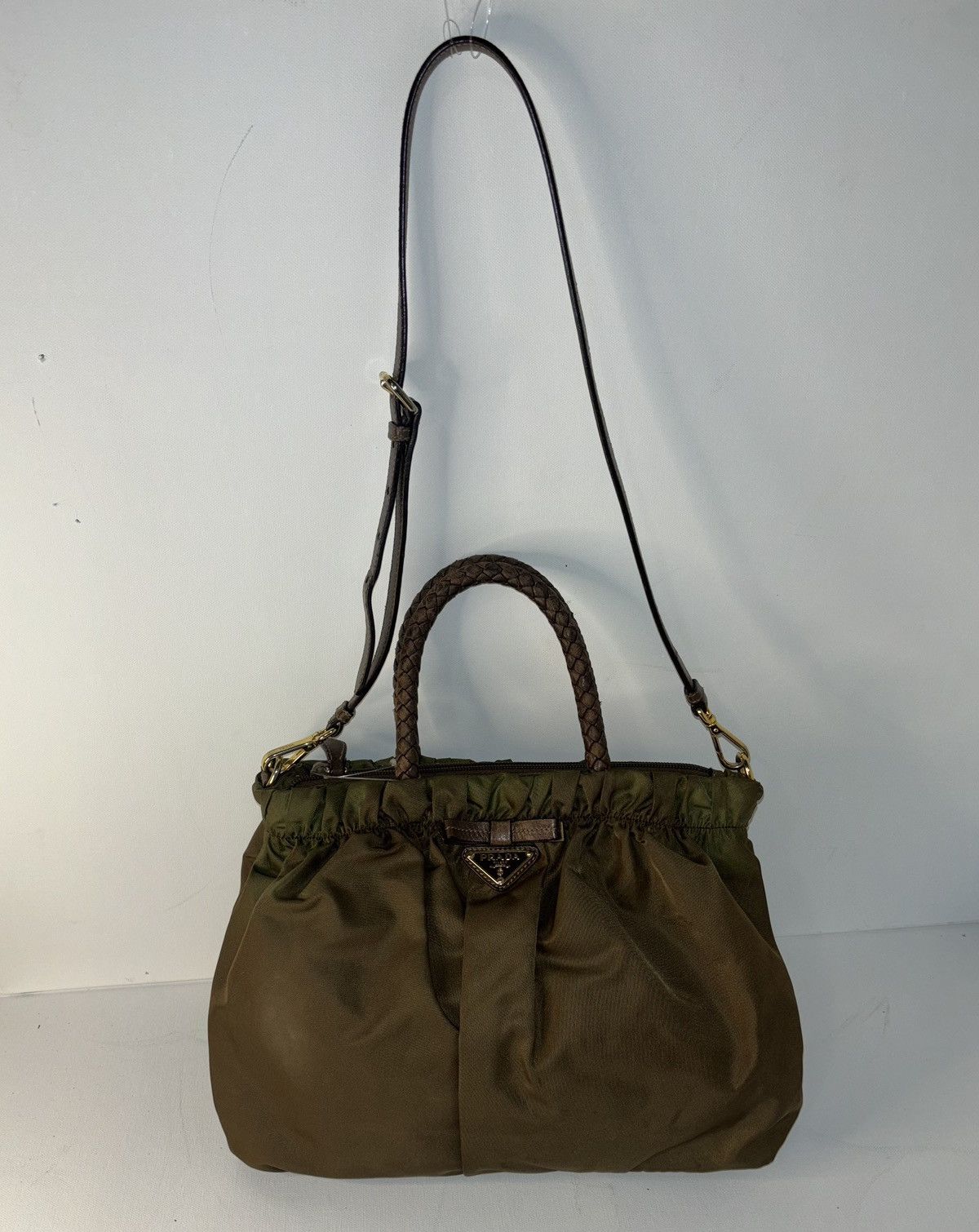 Prada Prada Hand Bag Green Nylon Size ONE SIZE - 13 Thumbnail