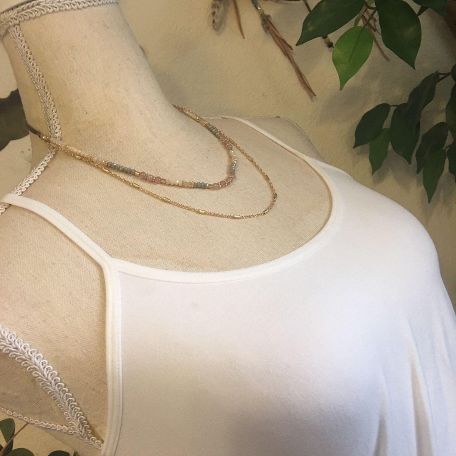 Jewelry Layered gold chain sparkle bead suede necklace Size ONE SIZE - 2 Thumbnail