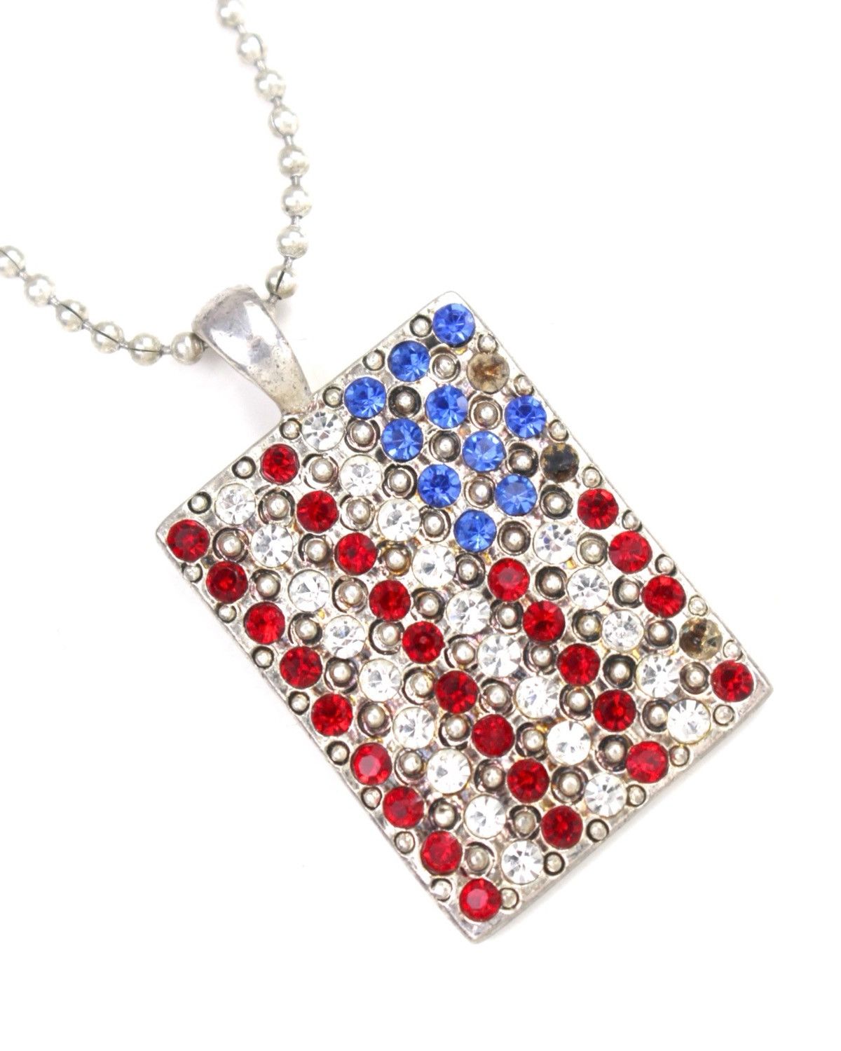 Guess 2000S GUESS AMERICAN FLAG CRYSTAL TAG NECKLACE Size ONE SIZE - 3 Thumbnail