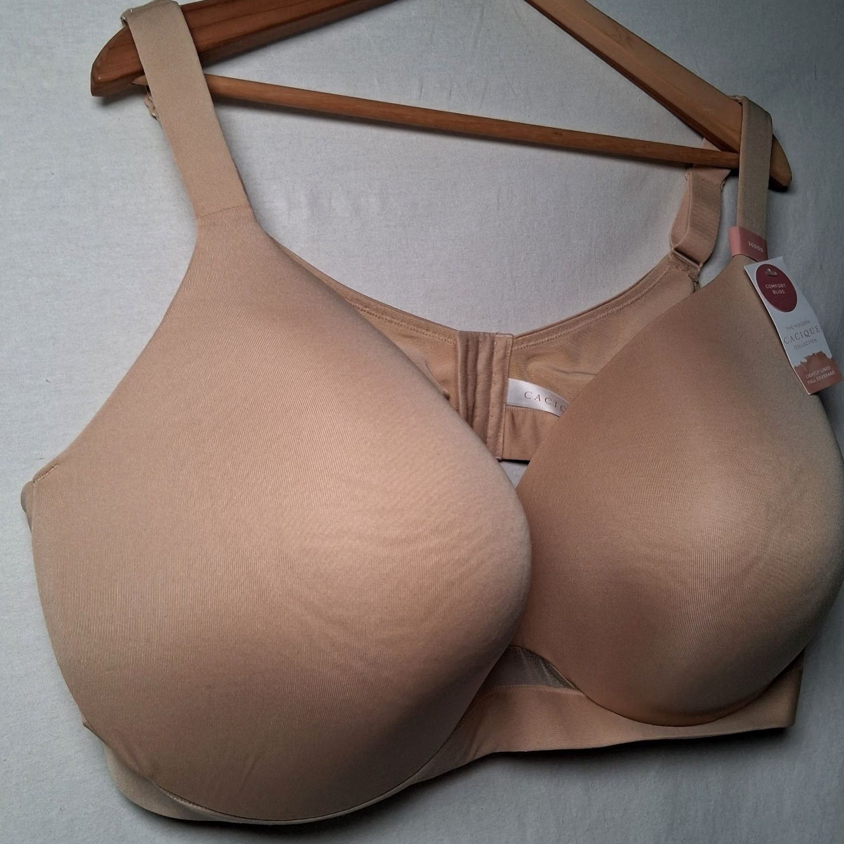 Vintage Cacique Bra 50DDD Full Coverage Padded Underwire Comfort Bliss Beige Tan NEW Women's Size ONE SIZE - 3 Thumbnail