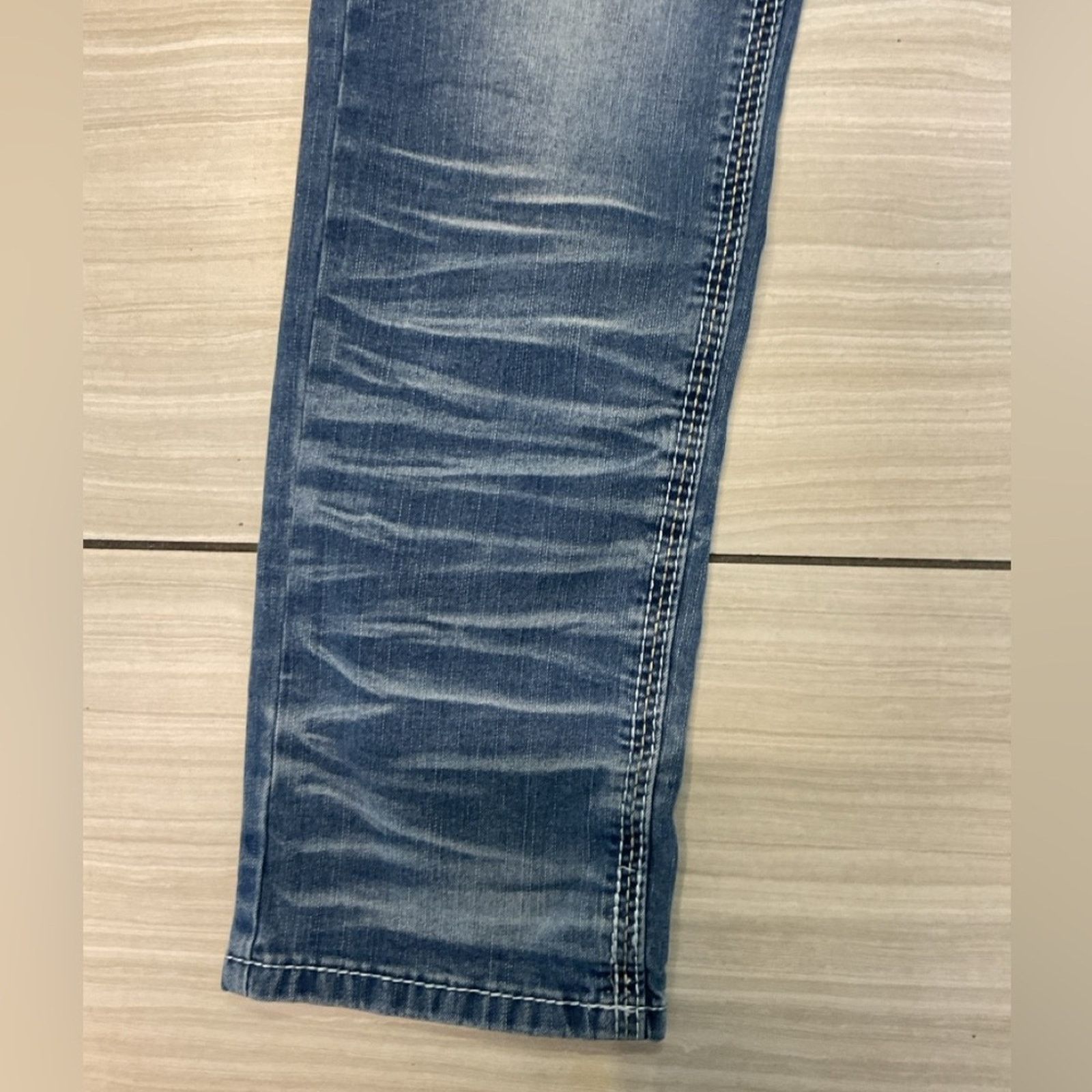 Vintage True Luck Men’s Light Blue Denim Straight Jeans Size US 34 / EU 50 - 4 Thumbnail