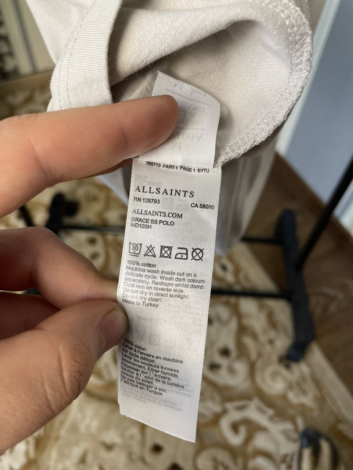 Allsaints Allsaints Men’s Grey Polo Shirt Size M Size US M / EU 48-50 / 2 - 5 Thumbnail