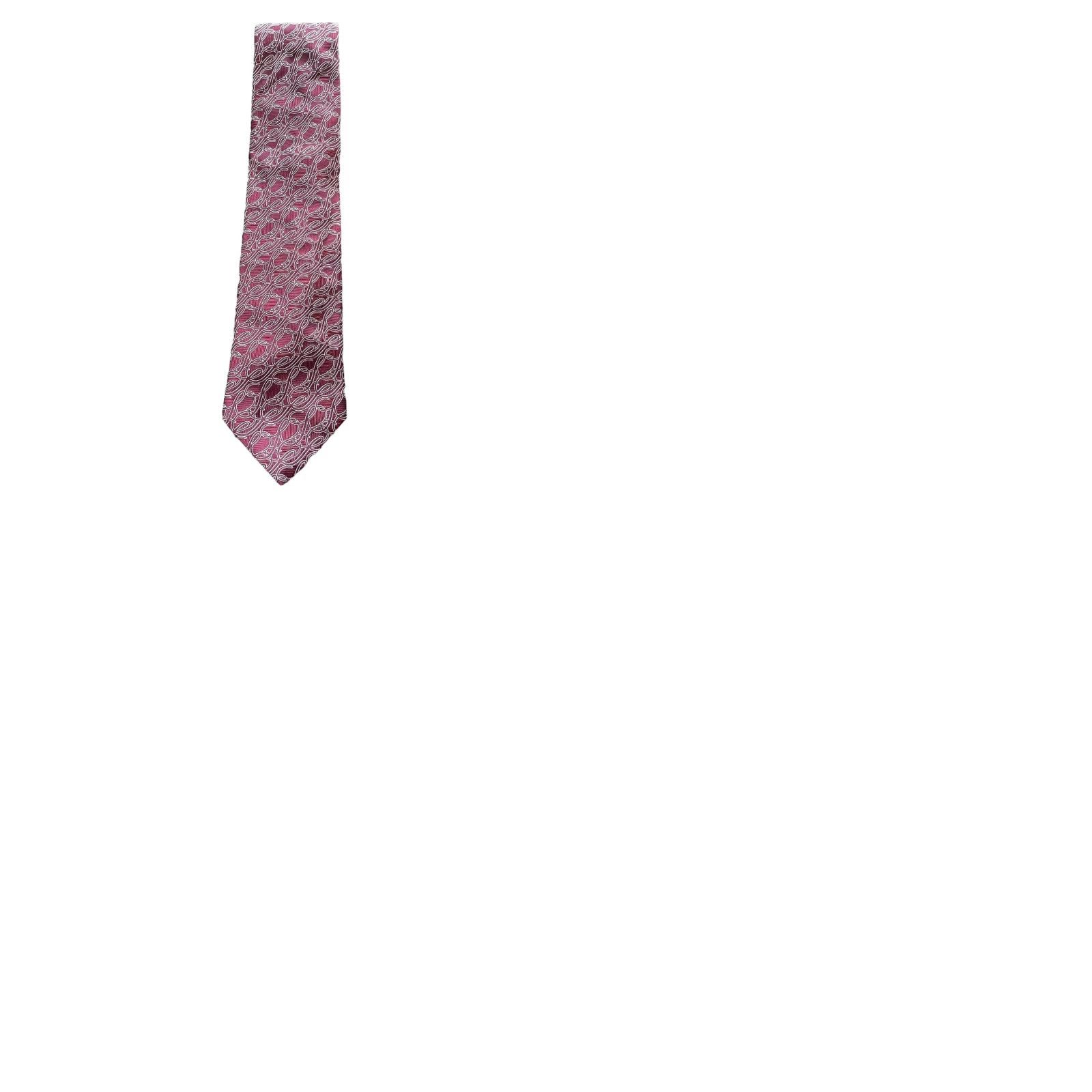 Saks Fifth Avenue VINTAGE Saks Fifth Avenue Tie Men Monogram 100% Silk Made In Italy Maroon Red Classic Width 57-60" Size ONE SIZE - 9 Thumbnail