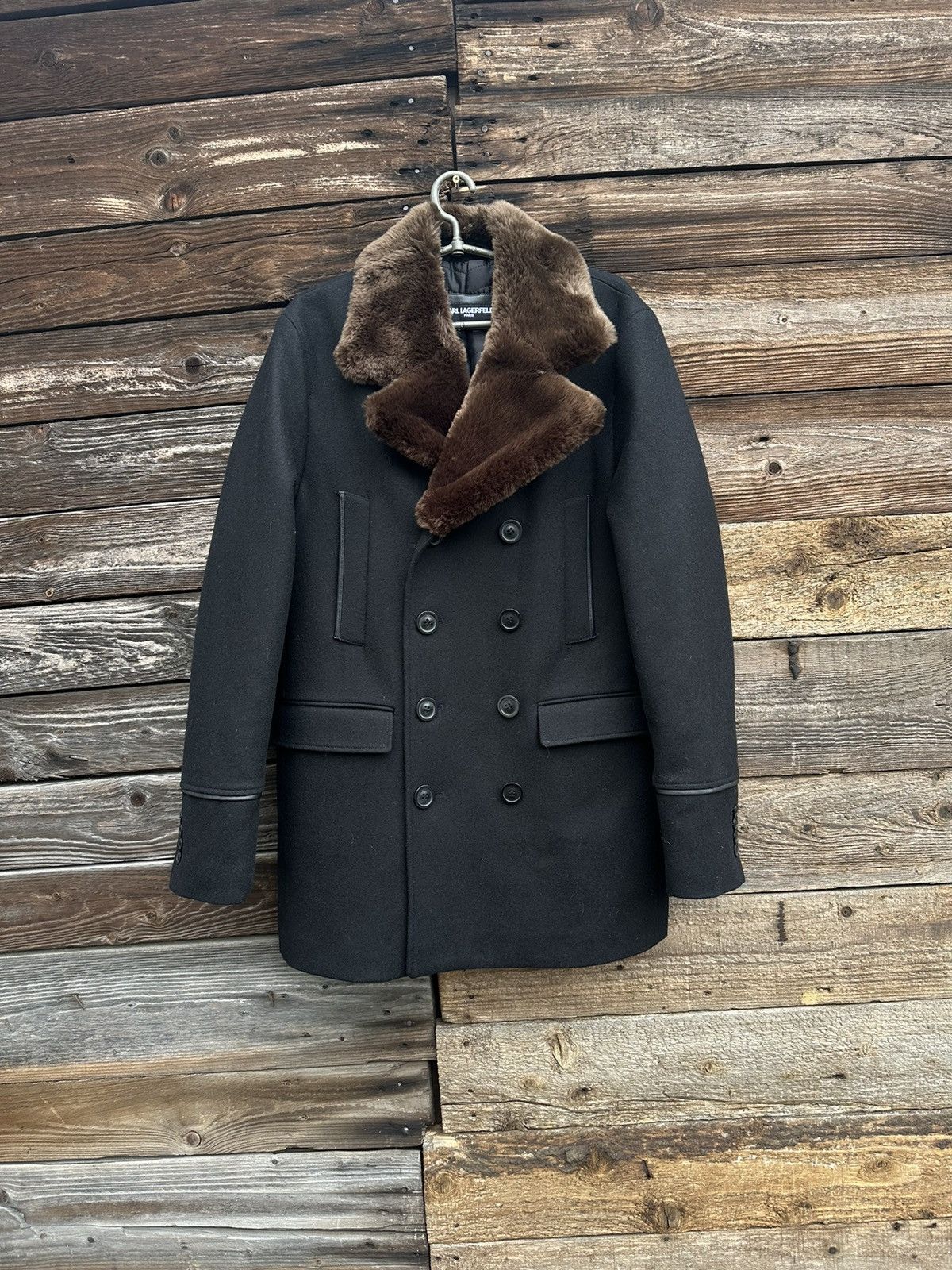 image of Hype x Karl Lagerfeld Vintage Karl Lagerfeld Wool Coat in Black, Men's (Size Medium)